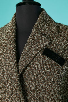 Chiné tweed skirt-suit with black velvet details and edge Lilli Ann Circa 1940's