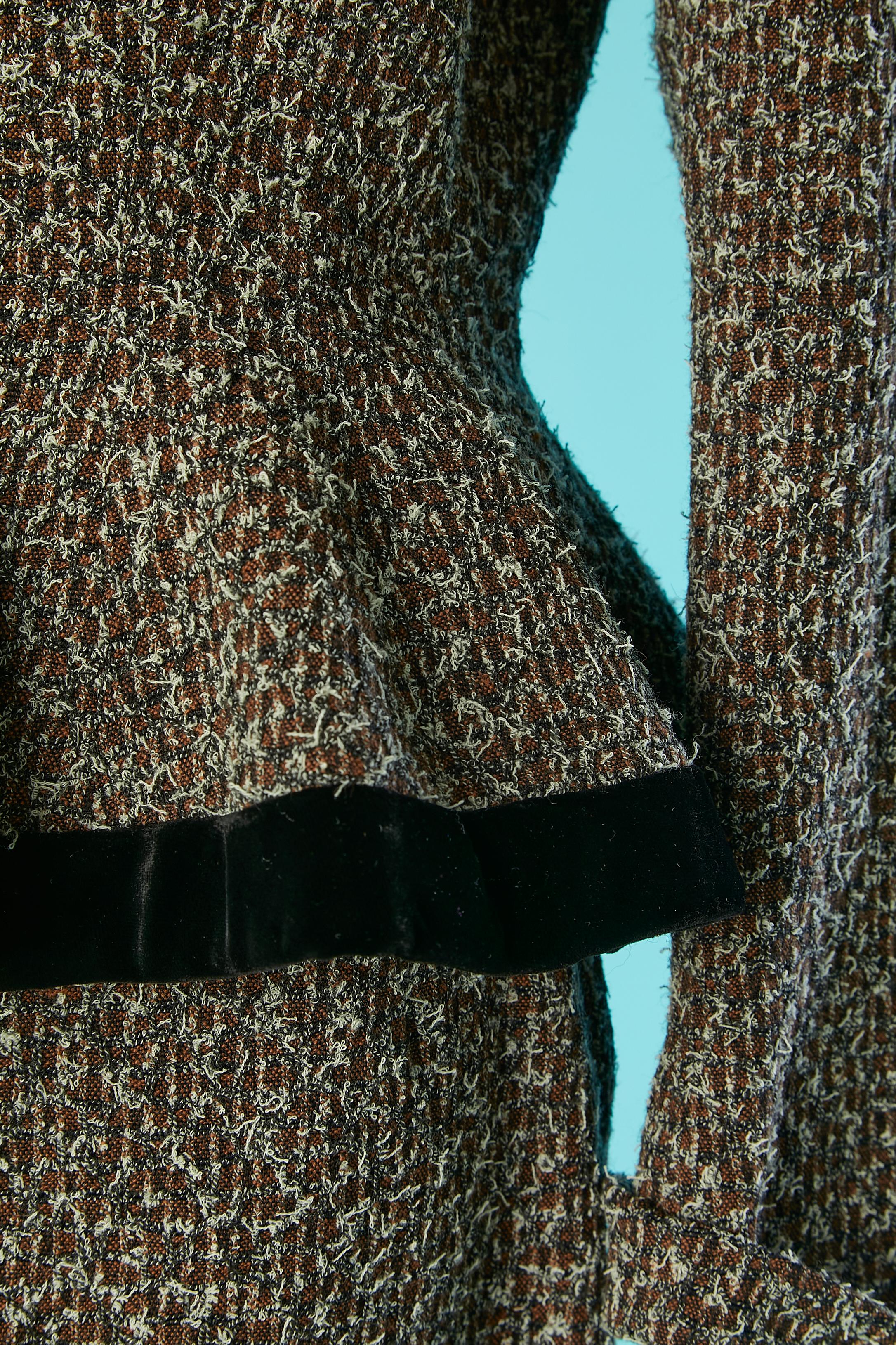Rock aus Chiné-Tweed mit Details aus schwarzem Samt und Saum Lilli Ann CIRCA 1940er Jahre Damen im Angebot