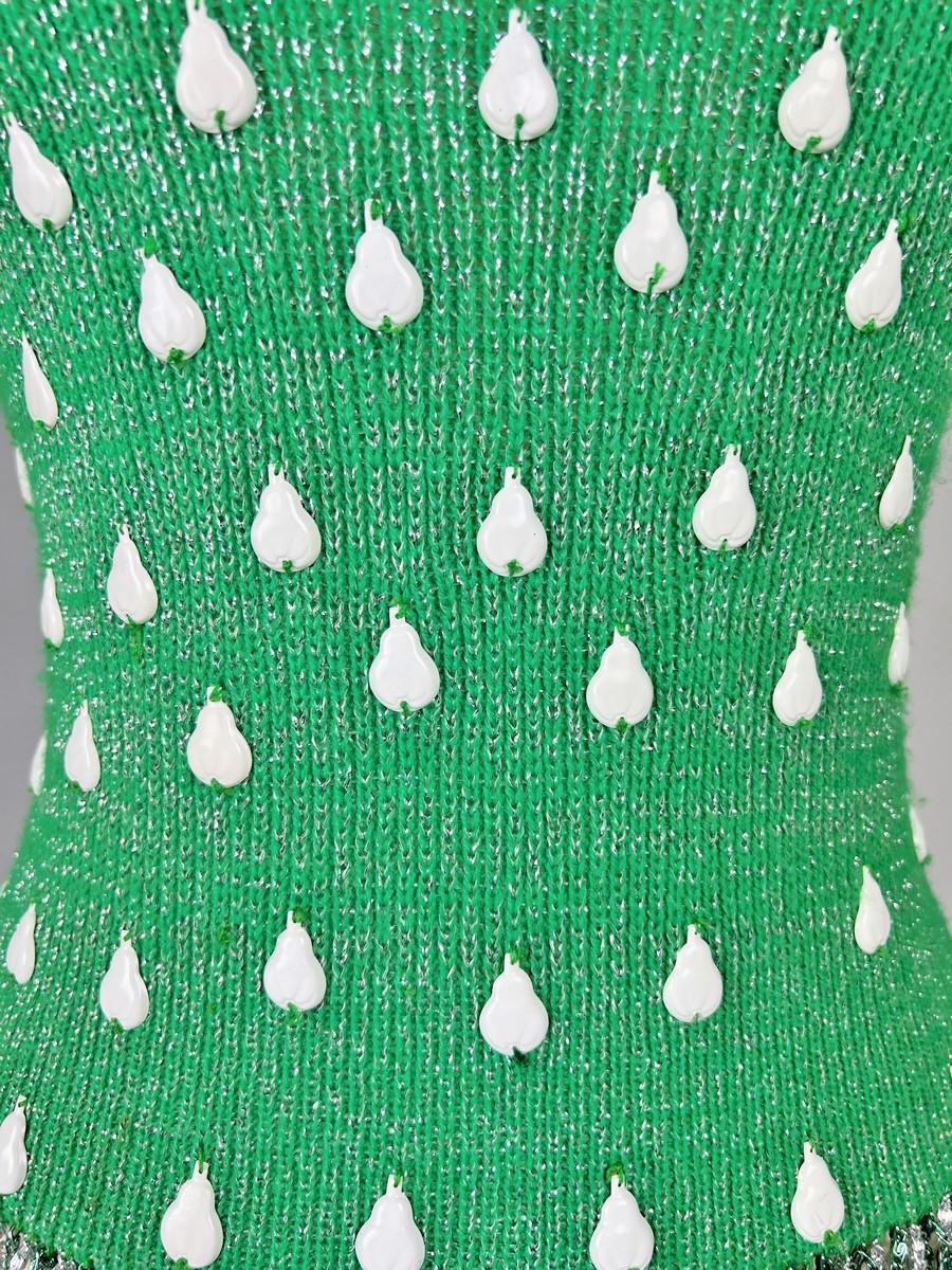 Pull en laine chinée avec franges en lurex et chaîne par Loris Azzaro - France C. C. 1990 Bon état - En vente à Toulon, FR