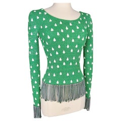 Jersey de lana chiné con lúrex y flecos de cadena de Loris Azzaro - Francia C. 1990