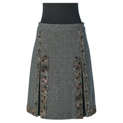Chiné wool skirt with box-pleats and embroideries embellishment Miu-Miu