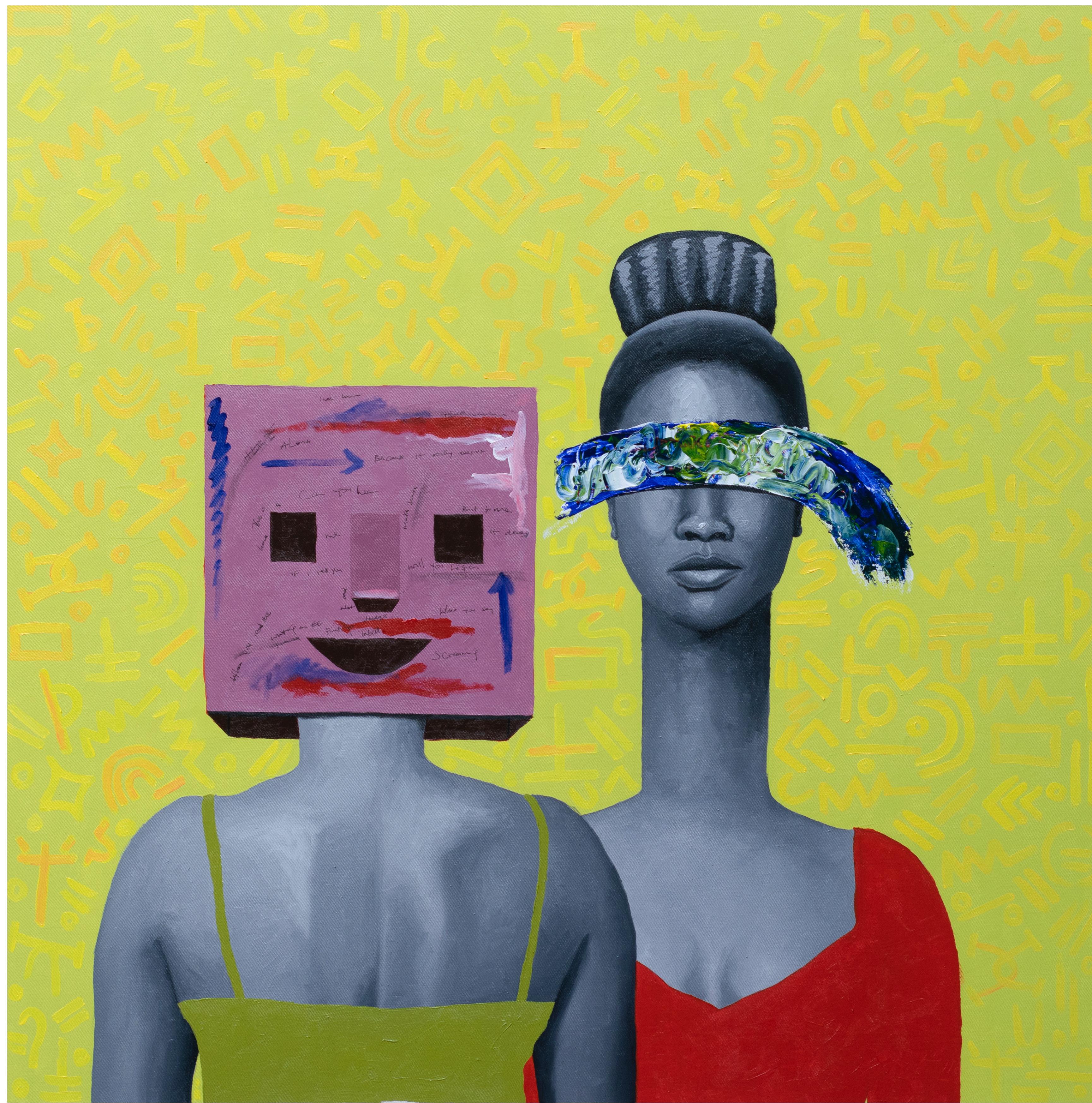 Chinedu Chidebe Figurative Painting - Different Space, Same Space