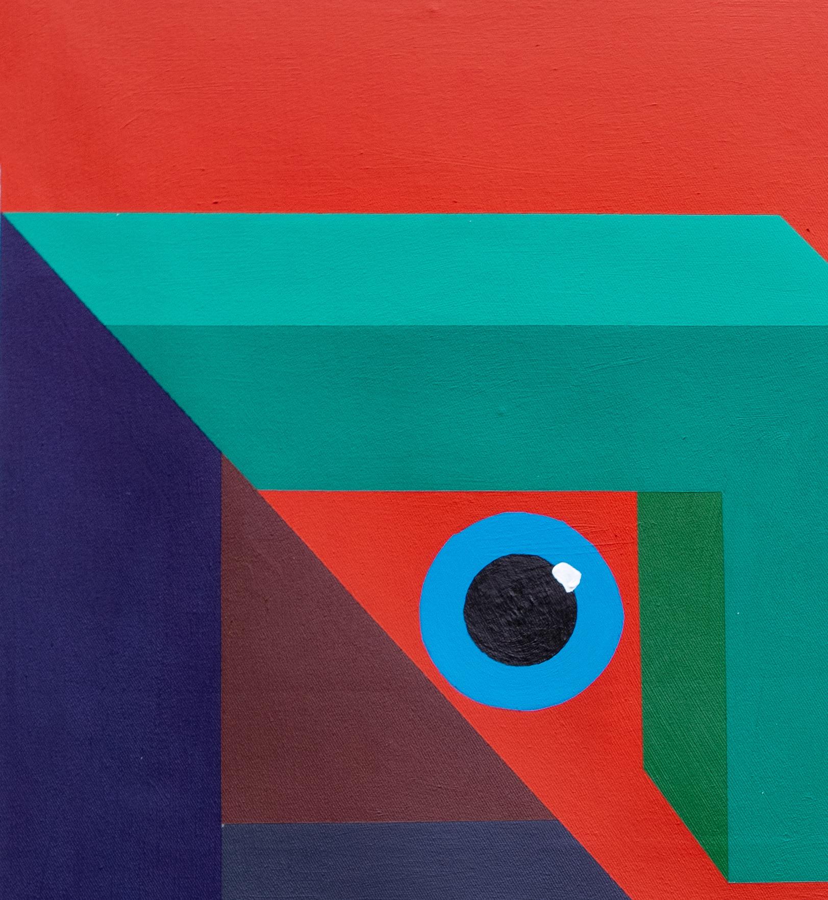 Faccia 1 - 21° secolo, Contemporaneo, Astratto geometrico, Interno, Art Deco - Painting di Chinedu Chidebe
