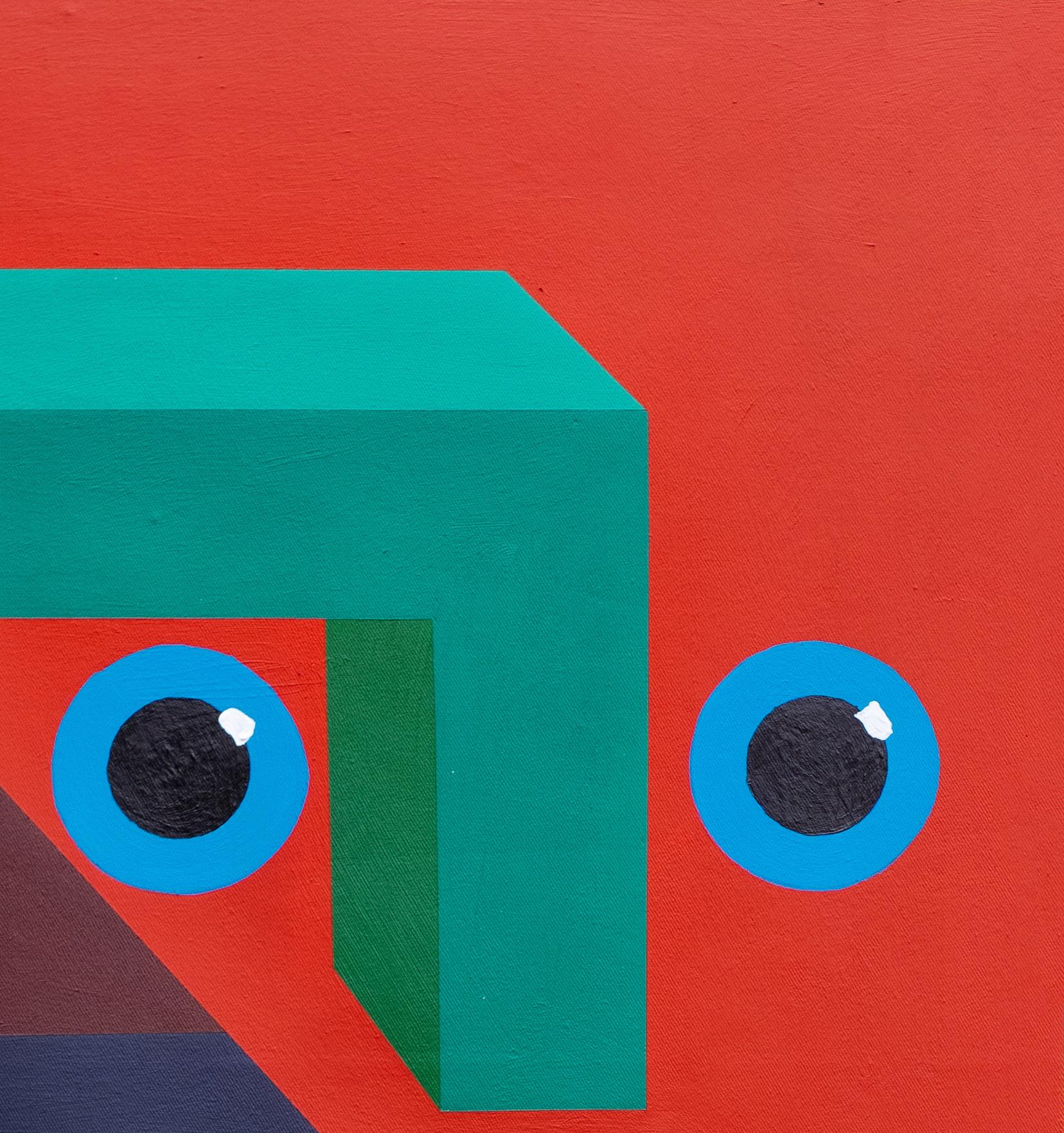 Faccia 1 - 21° secolo, Contemporaneo, Astratto geometrico, Interno, Art Deco - Painting Astrattismo geometrico di Chinedu Chidebe