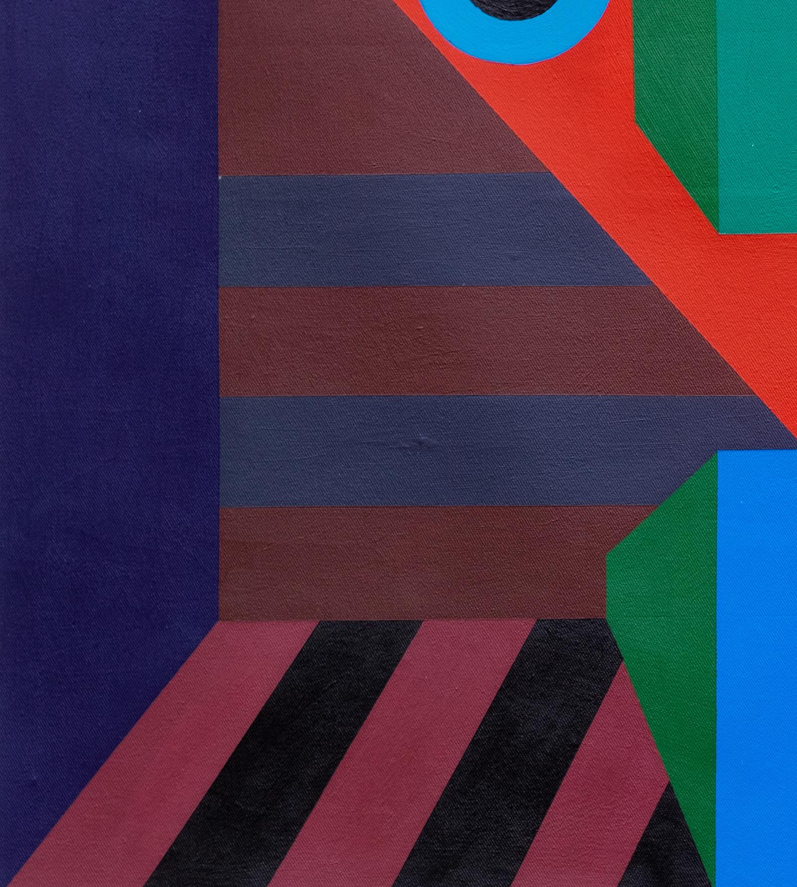 Faccia 1 - 21° secolo, Contemporaneo, Astratto geometrico, Interno, Art Deco - Interior Painting Blu di Chinedu Chidebe