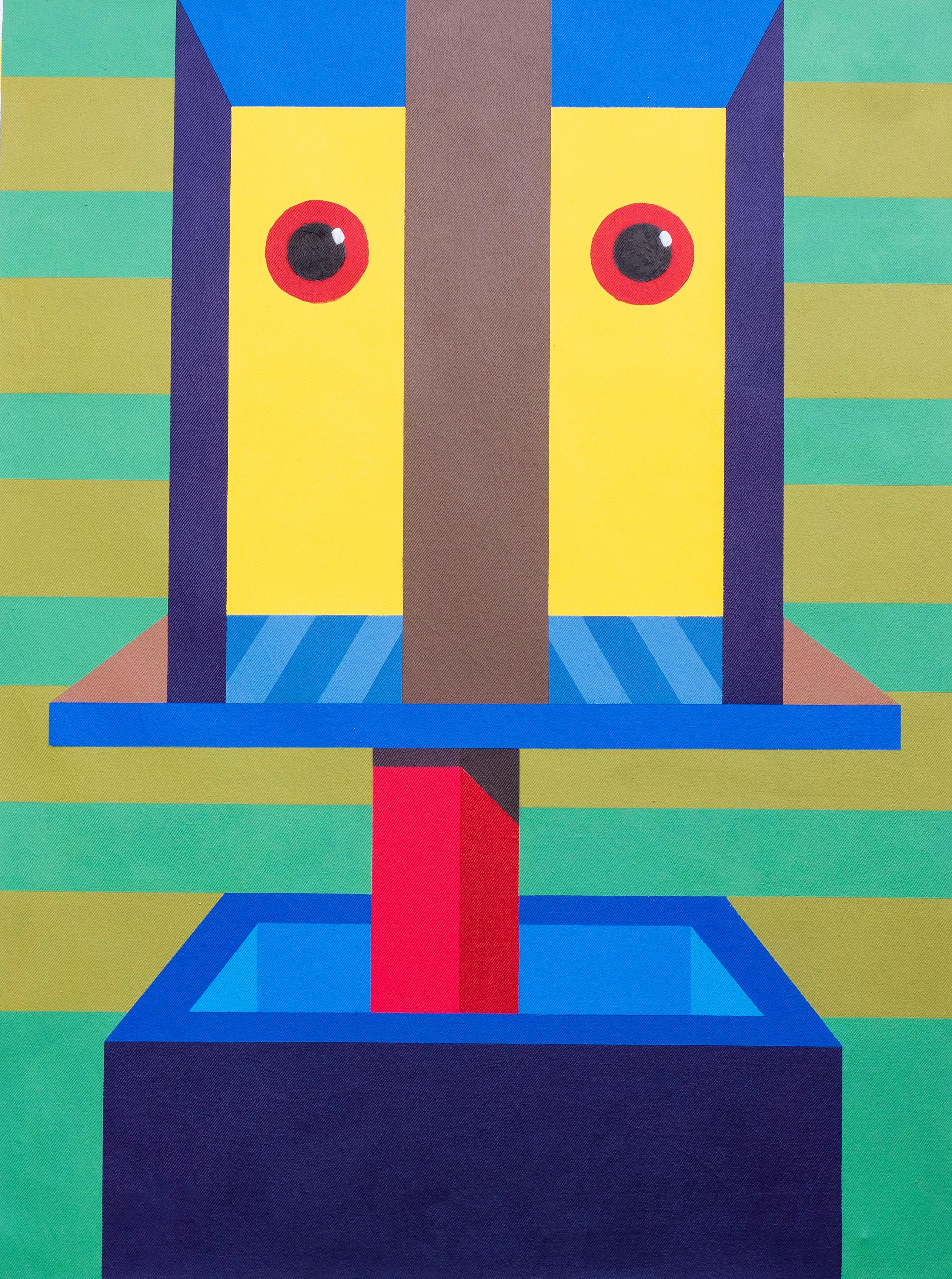 Abstract Painting di Chinedu Chidebe - Portale psichedelico - 21° secolo, Contemporaneo, Astratto geometrico, Interno