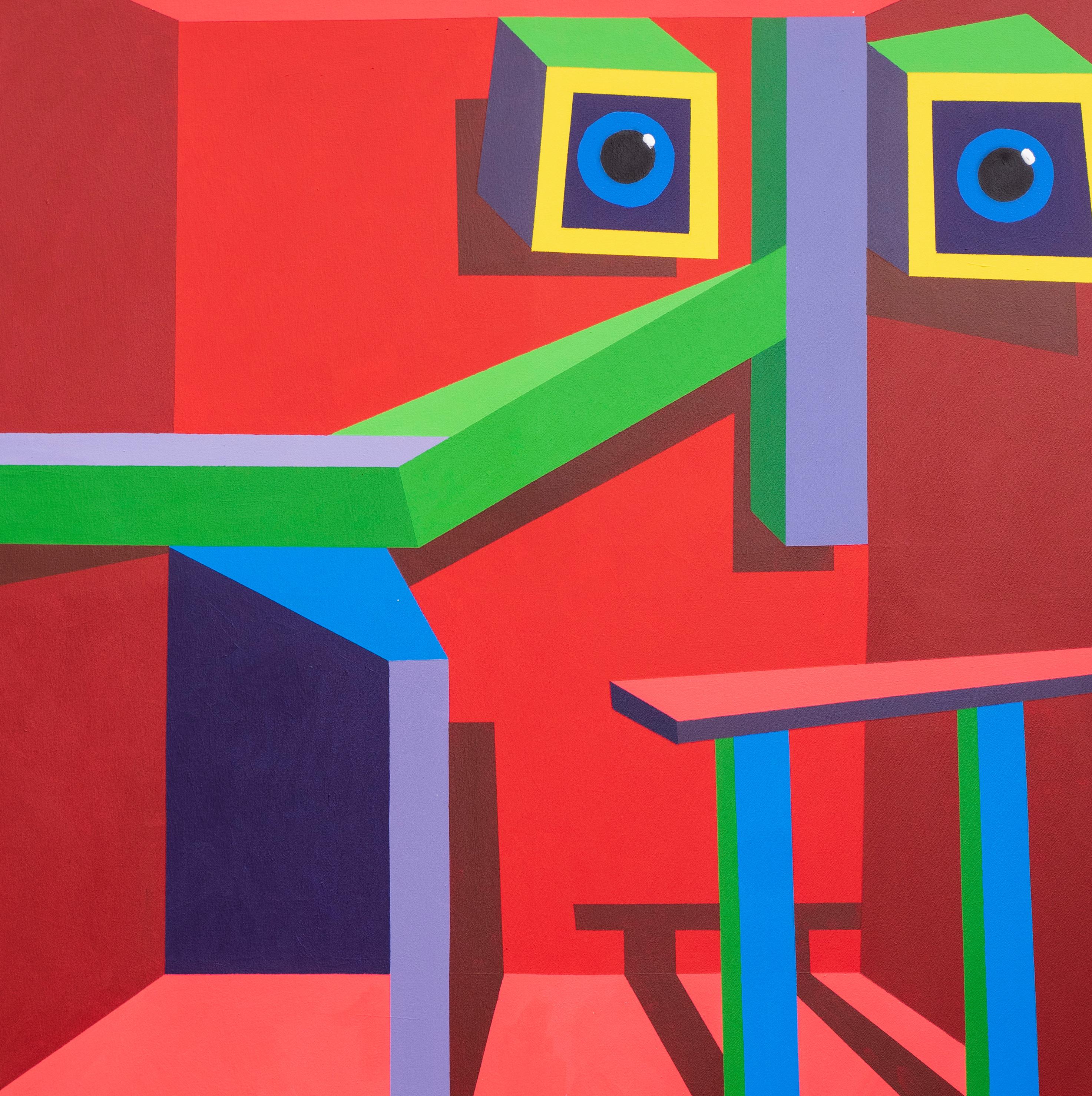 Sinergia della stanza rossa -21° secolo, contemporaneo, astratto geometrico, forma d'interni - Interior Painting Rosso di Chinedu Chidebe