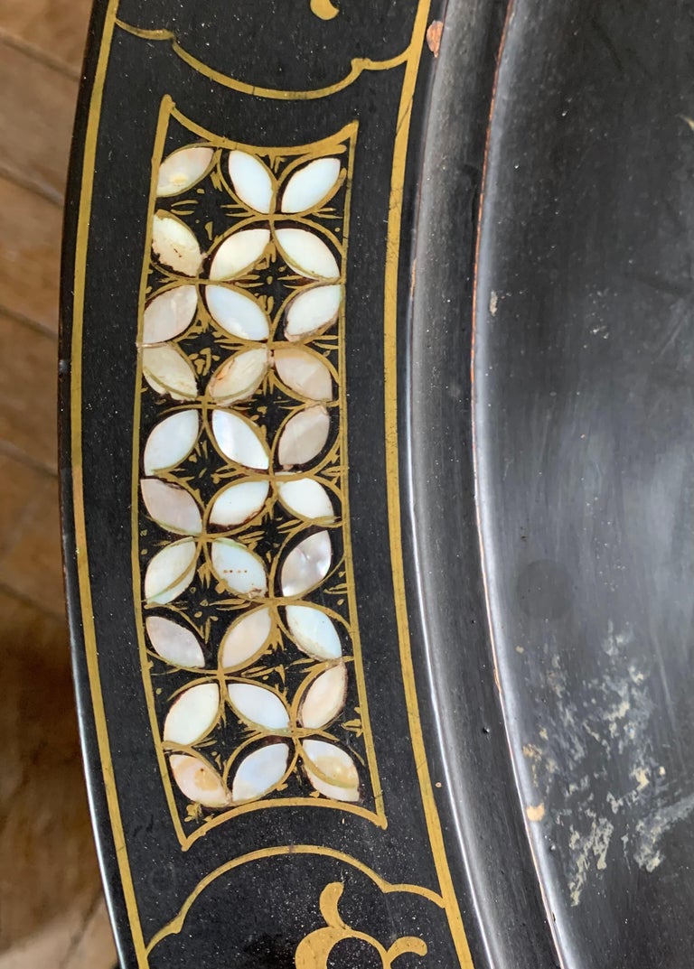 Chineese Black Lacquer Coffee Table Encrusted with Hard Stone For Sale ...