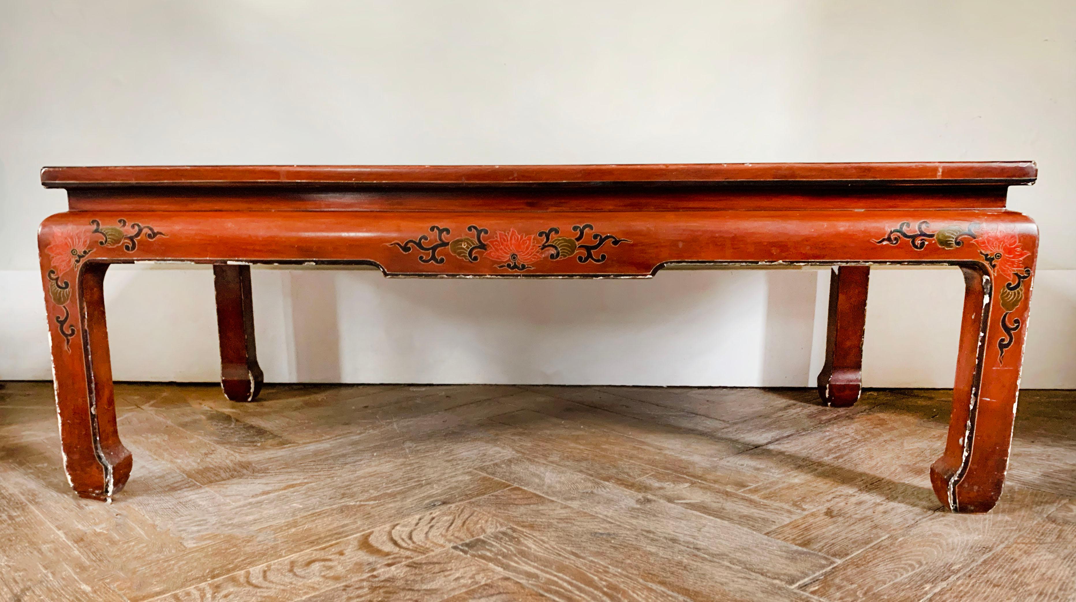 Chinese Chineese Red Lacquer Table For Sale