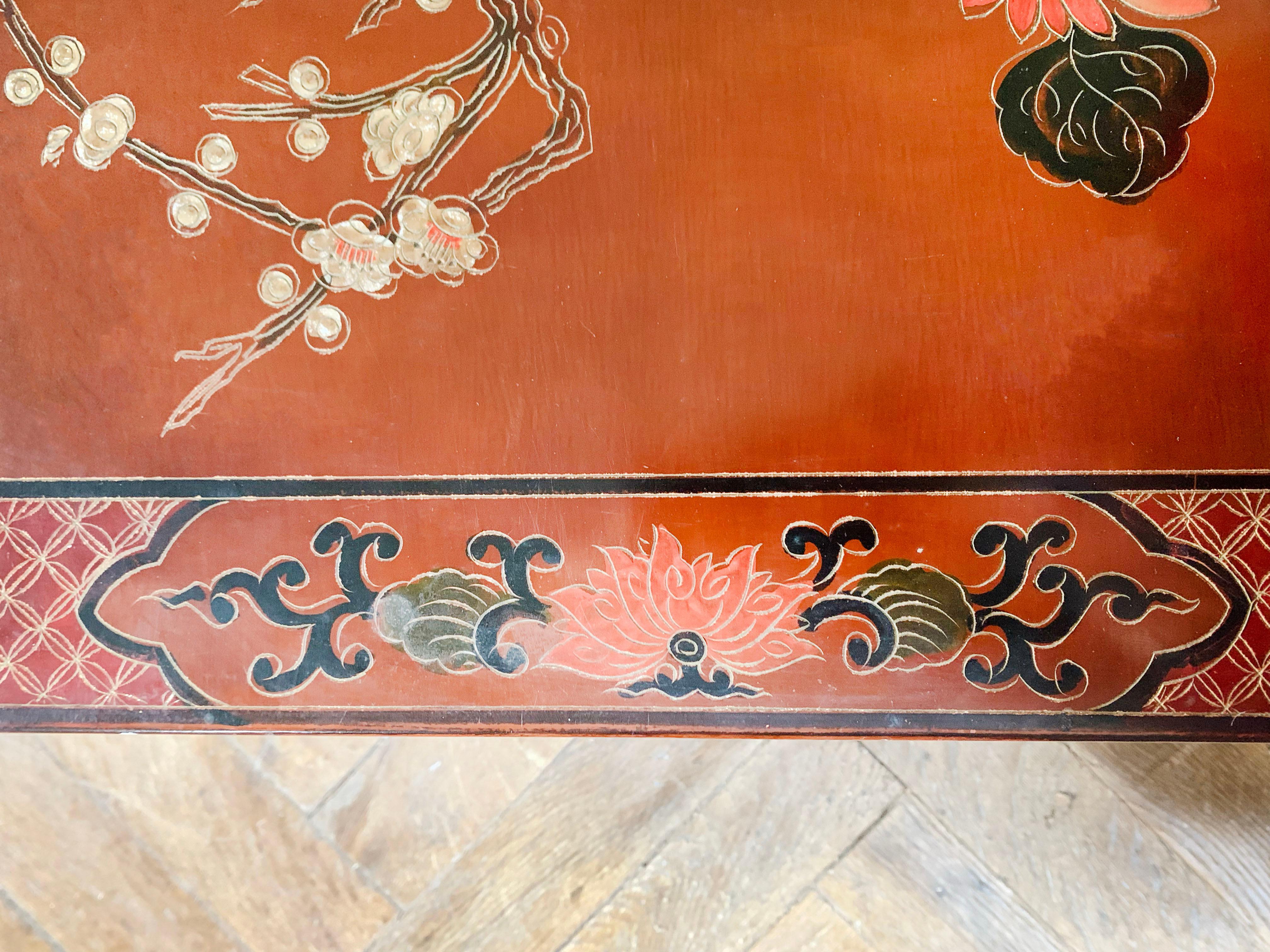 20th Century Chineese Red Lacquer Table For Sale