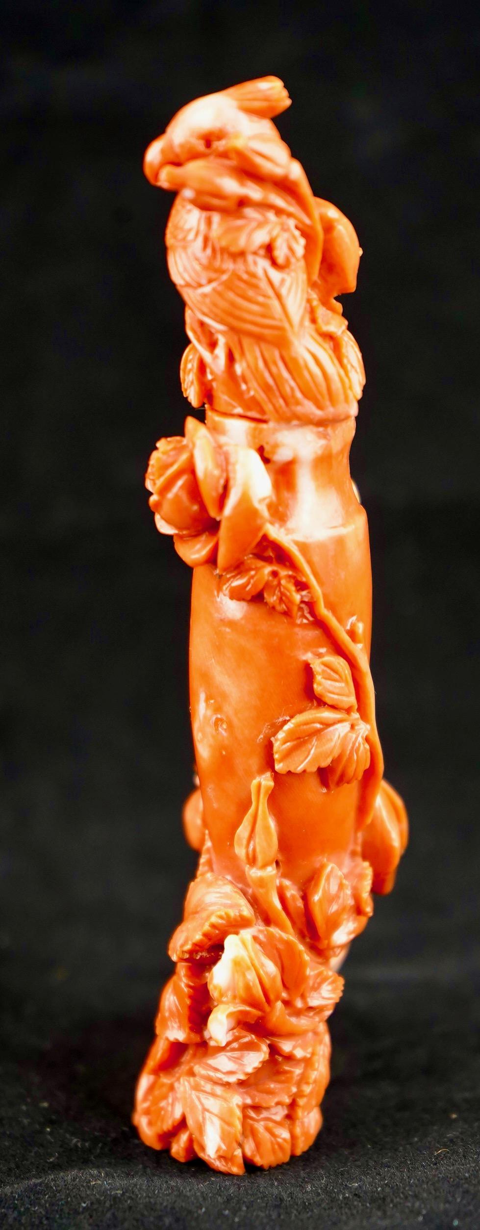 Chinese Chines Carved Coral Finely Carved Perfume Bottle For Sale