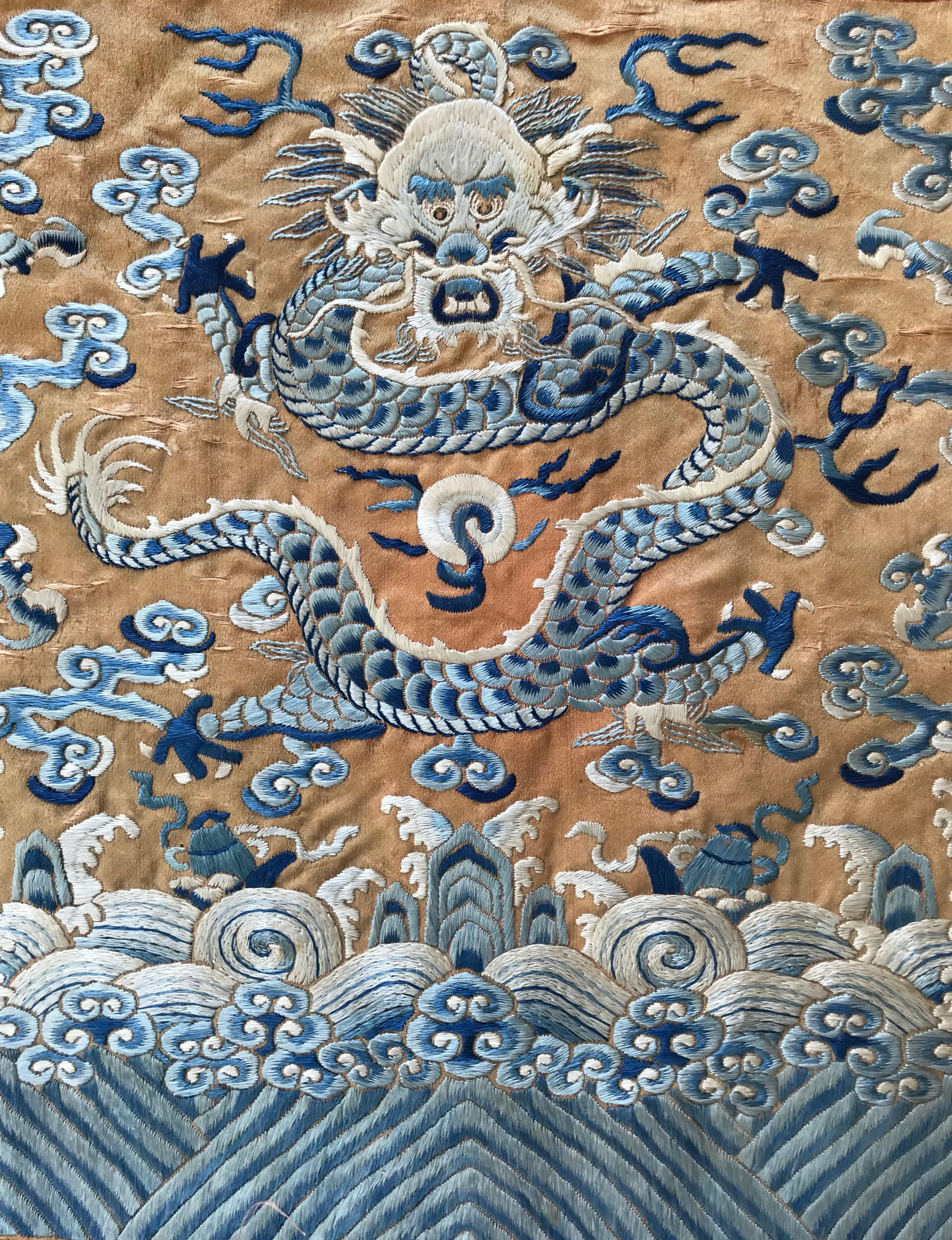 Insignia imperial china del siglo XVII del dragón Mang de cuatro garras en Bueno Estado en Dallas, TX