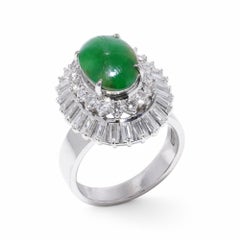 Chinese 18kt Gold Jade and Diamond Ring