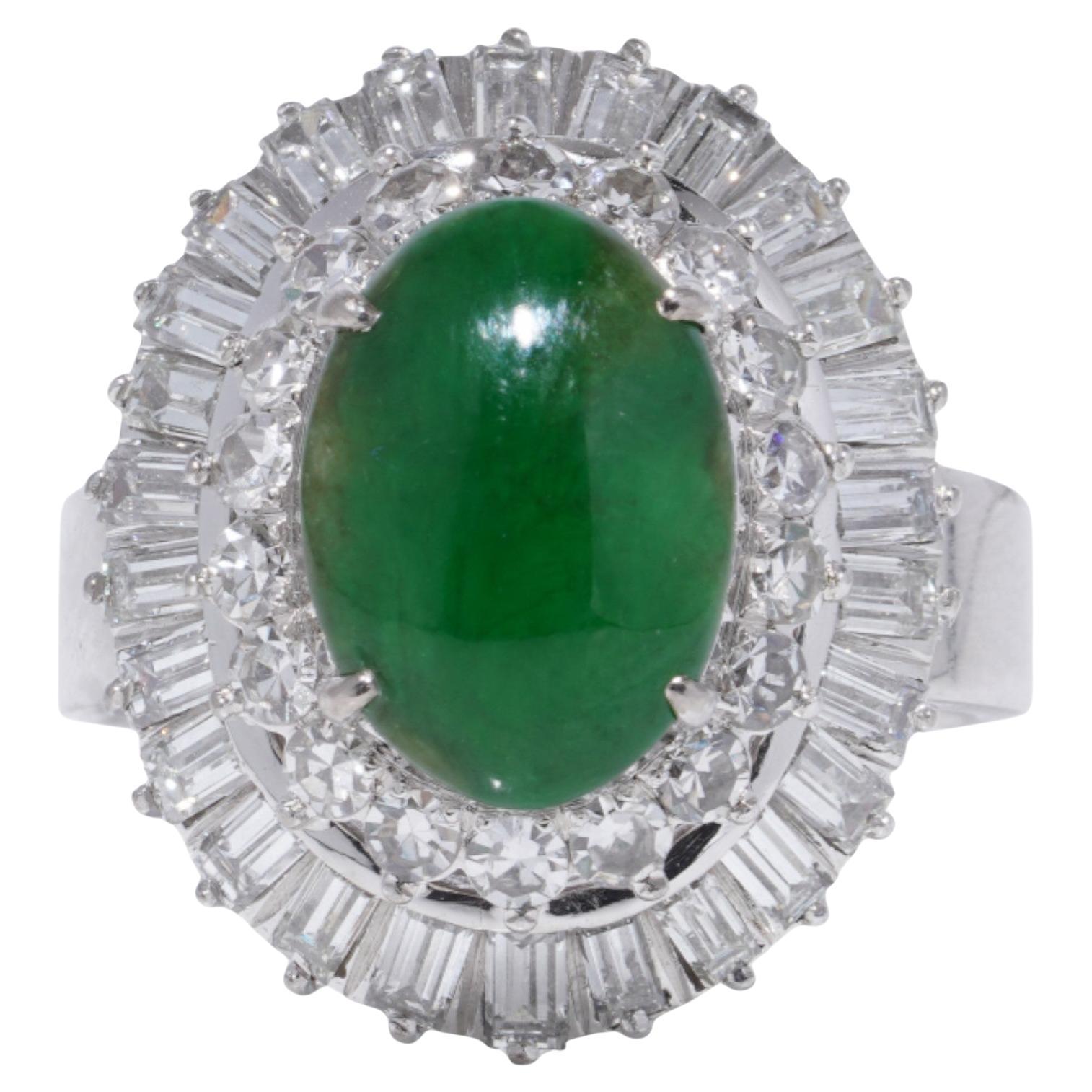 Chinese 18kt Gold Jade and Diamond Ring
