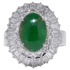 Chinese 18kt Gold Jade and Diamond Ring