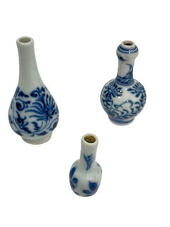 Chinese 18th Century Miniature Porcelain Blue and White Kangxi Vases