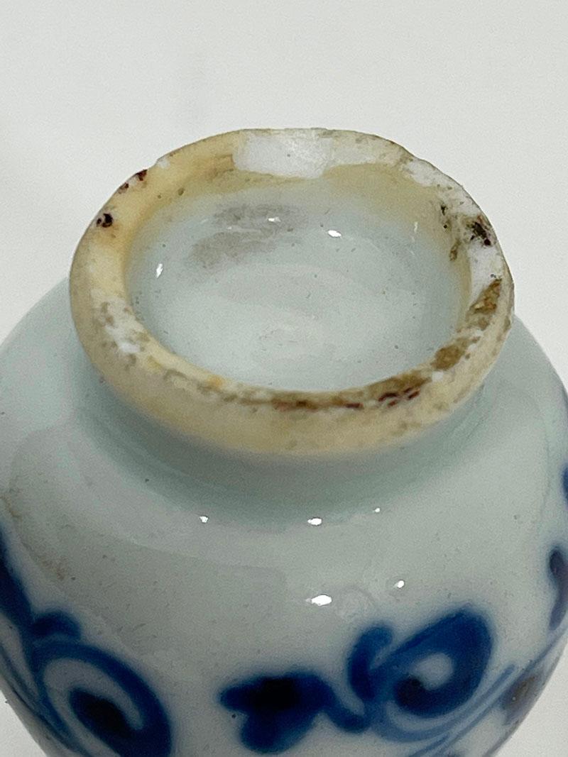 18th Century and Earlier Chinese 18th Century Miniature Porcelain Blue and White Kangxi Vases For Sale