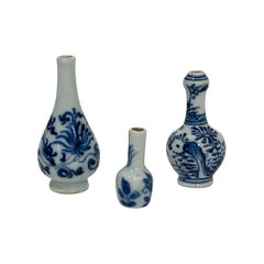Chinese 18th Century Miniature Porcelain Blue and White Kangxi Vases
