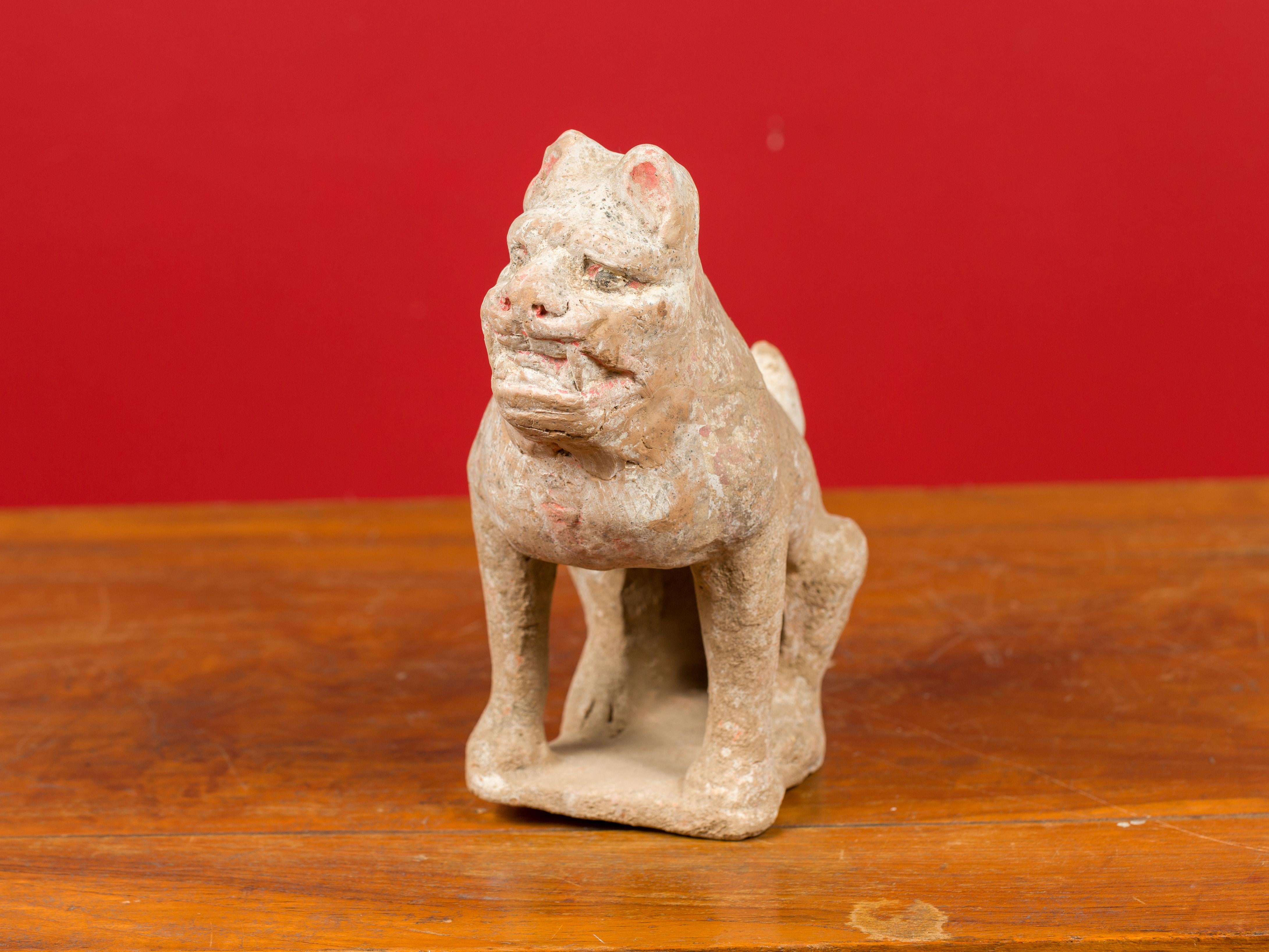 Chinese 18th Century Qing Dynasty Period Terracotta Sitting Dog Mingqi Sculpture 6