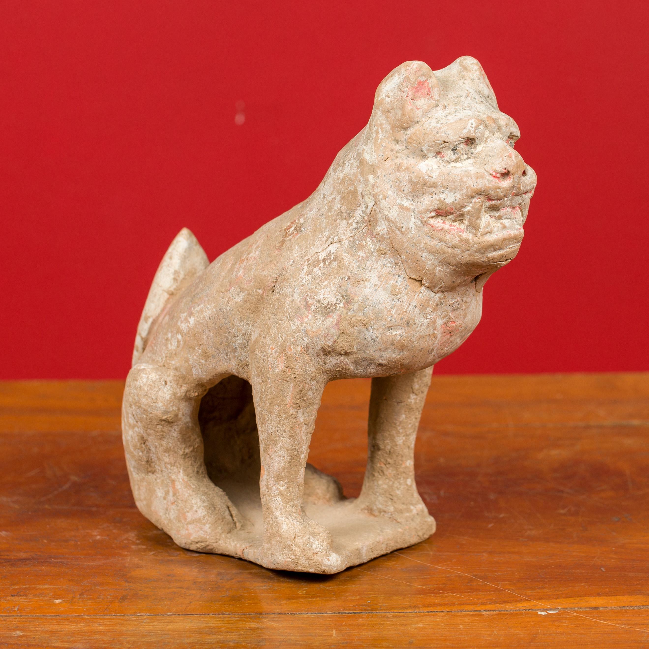 Chinese 18th Century Qing Dynasty Period Terracotta Sitting Dog Mingqi Sculpture 2