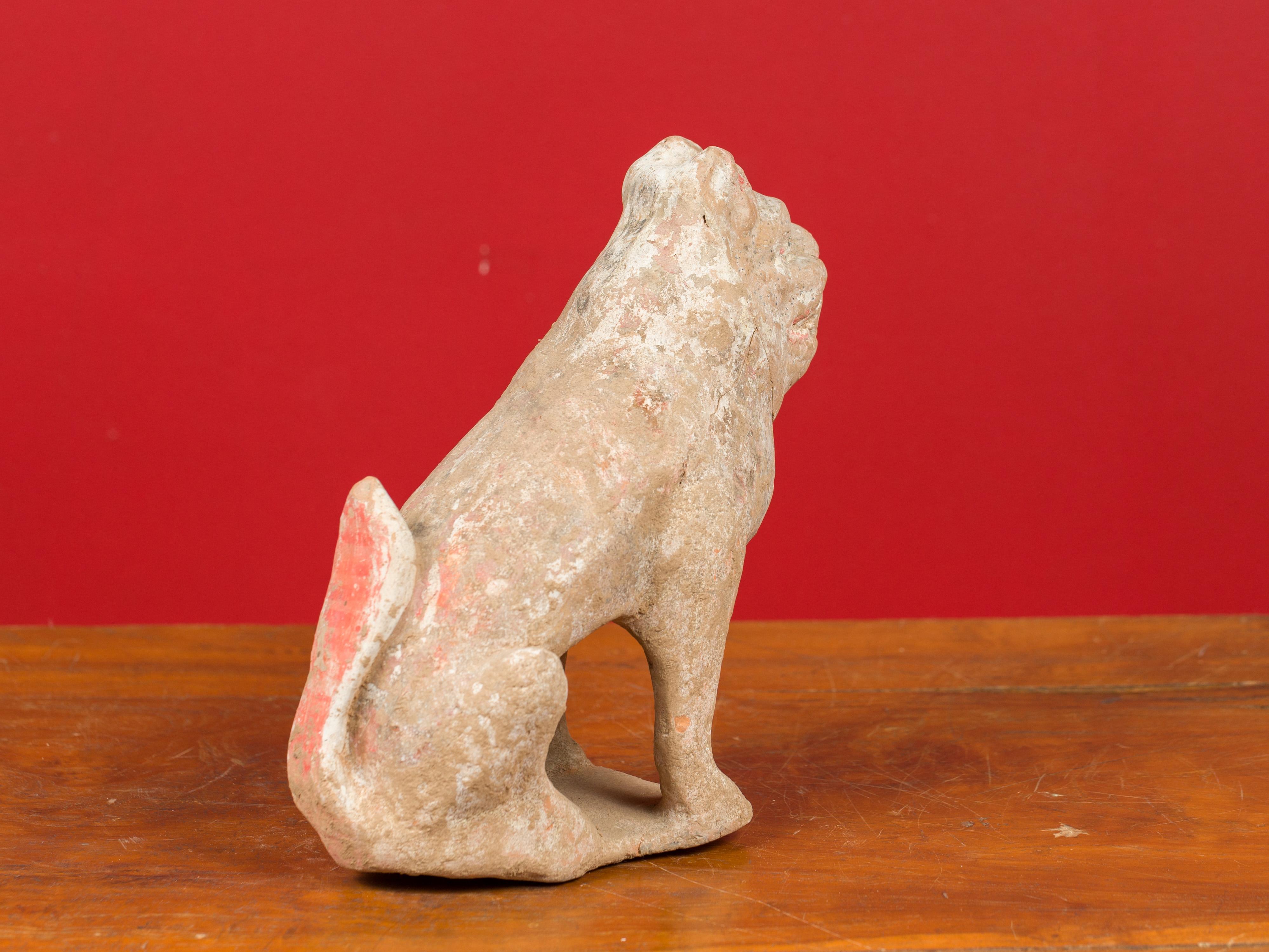 Chinese 18th Century Qing Dynasty Period Terracotta Sitting Dog Mingqi Sculpture 3