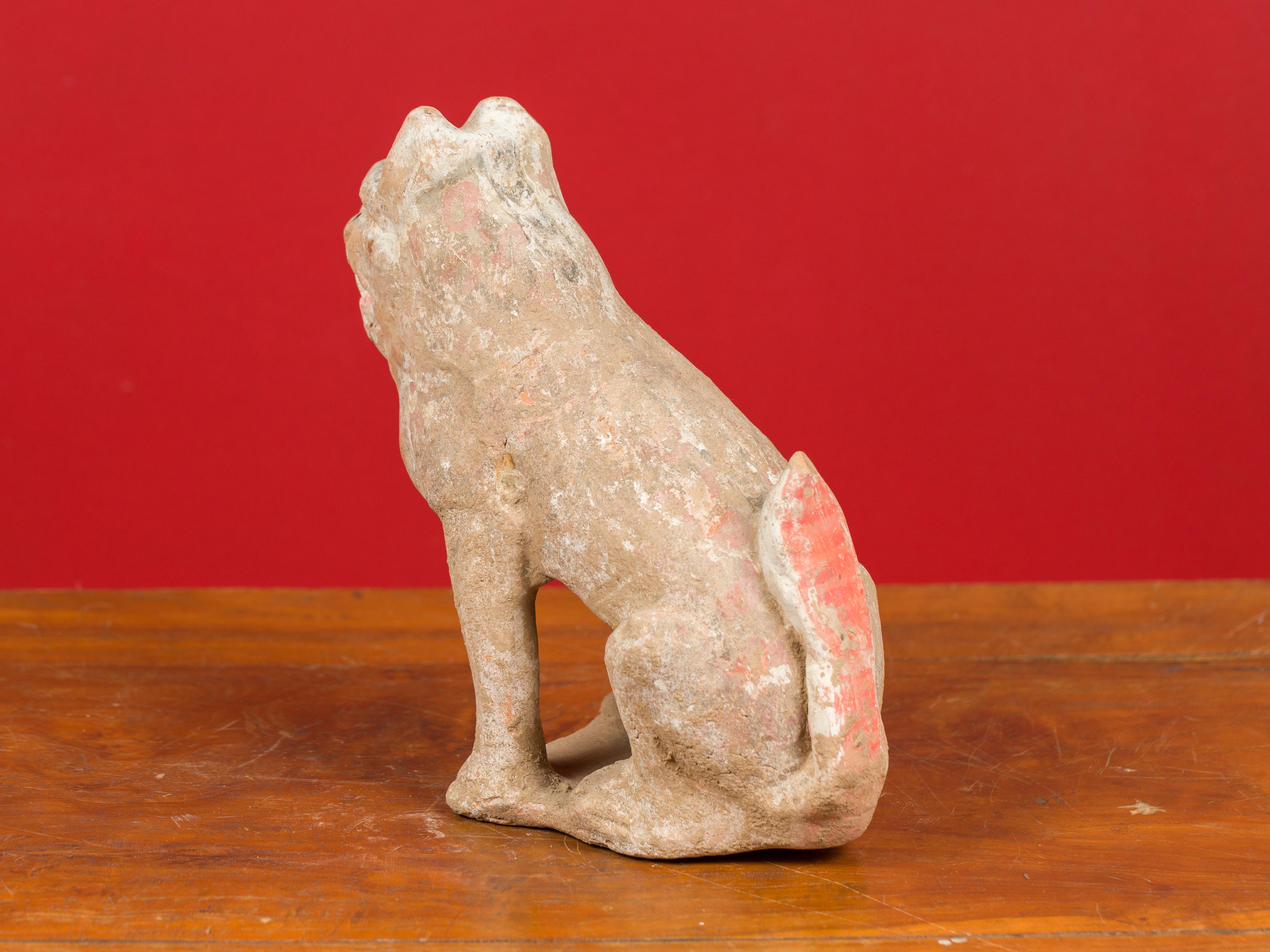 Chinese 18th Century Qing Dynasty Period Terracotta Sitting Dog Mingqi Sculpture 4
