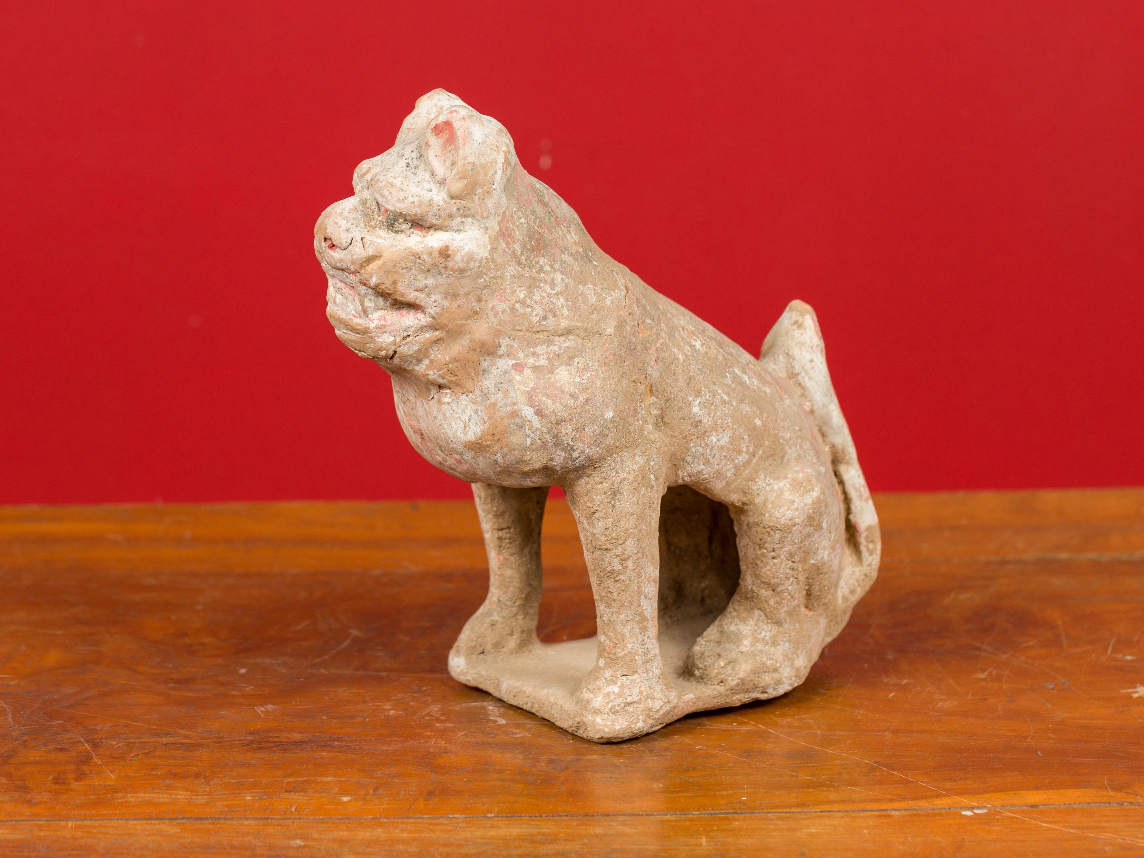 Chinese 18th Century Qing Dynasty Period Terracotta Sitting Dog Mingqi Sculpture 5
