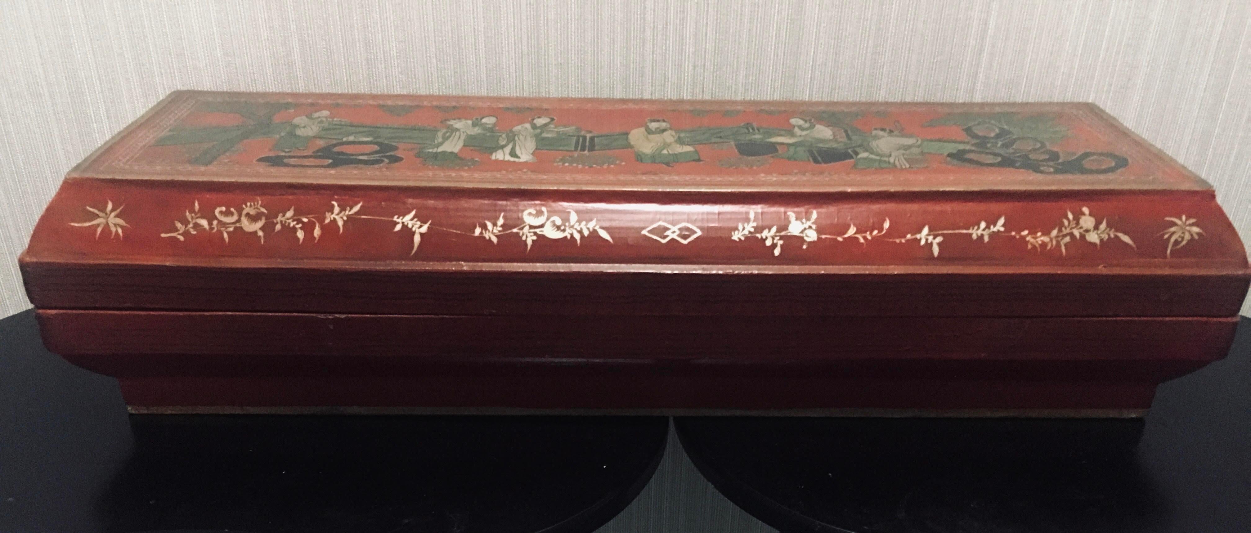 Chinesisch Mitte bis Ende 19. Jahrhundert Qing Dynasty Scroll Box (Qing-Dynastie) im Angebot