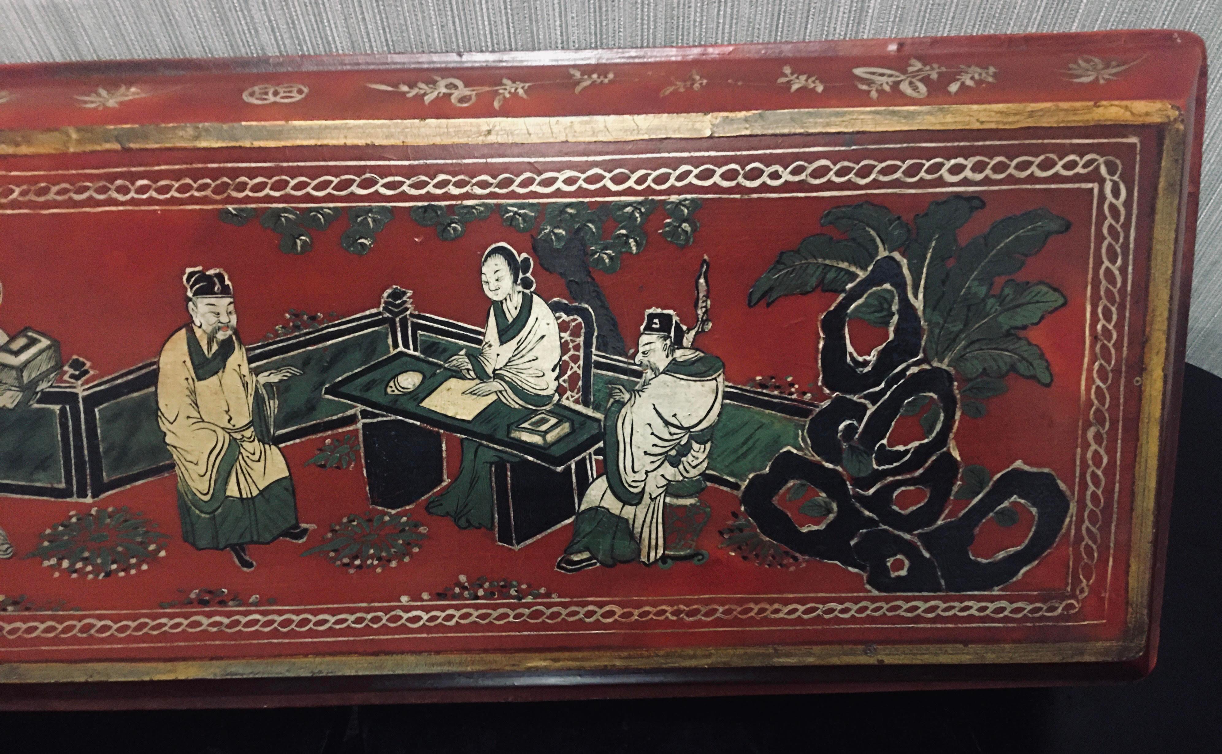 Chinesisch Mitte bis Ende 19. Jahrhundert Qing Dynasty Scroll Box im Angebot 1