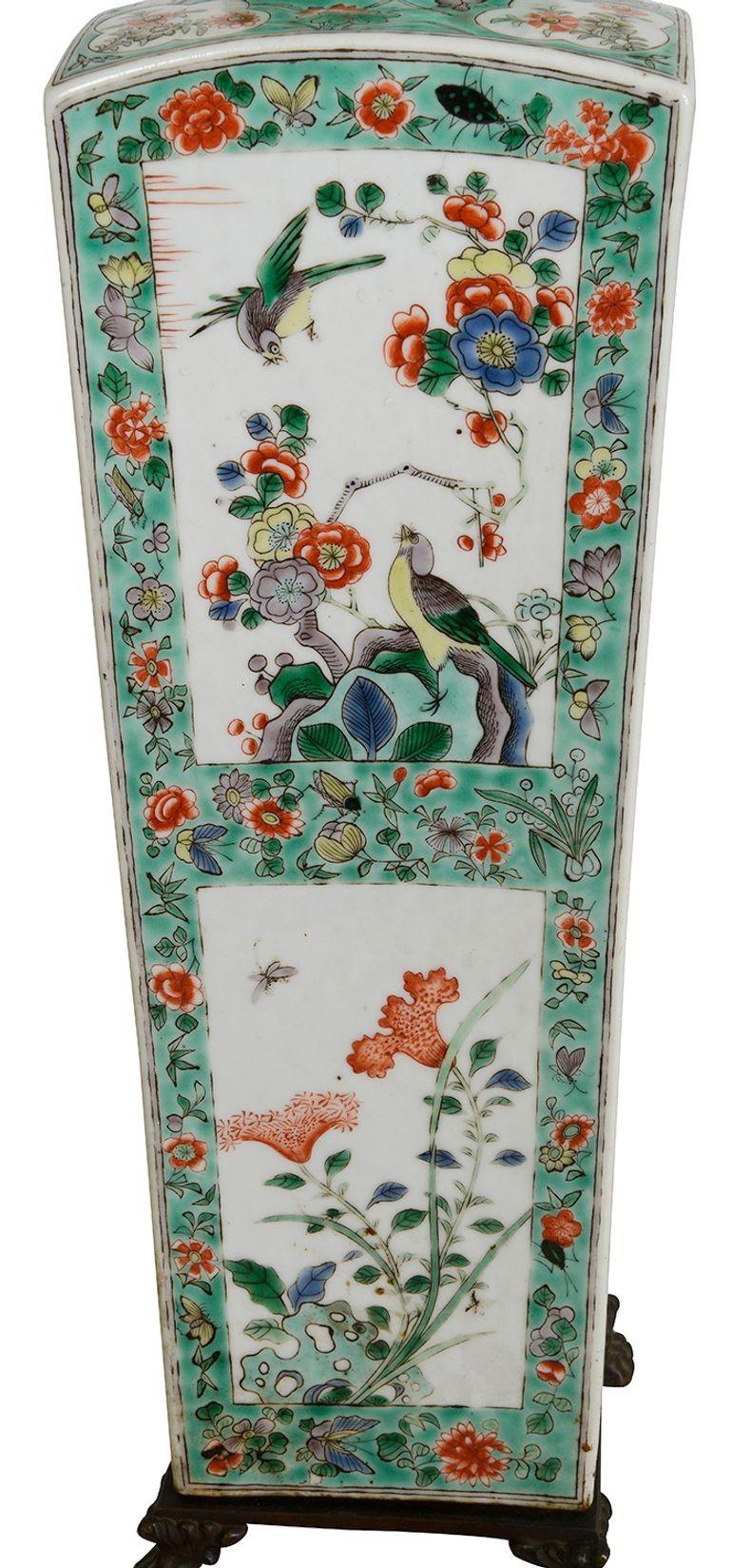 Chinese 18th Century style Famille Verte vase / lamp. In Good Condition For Sale In Brighton, Sussex