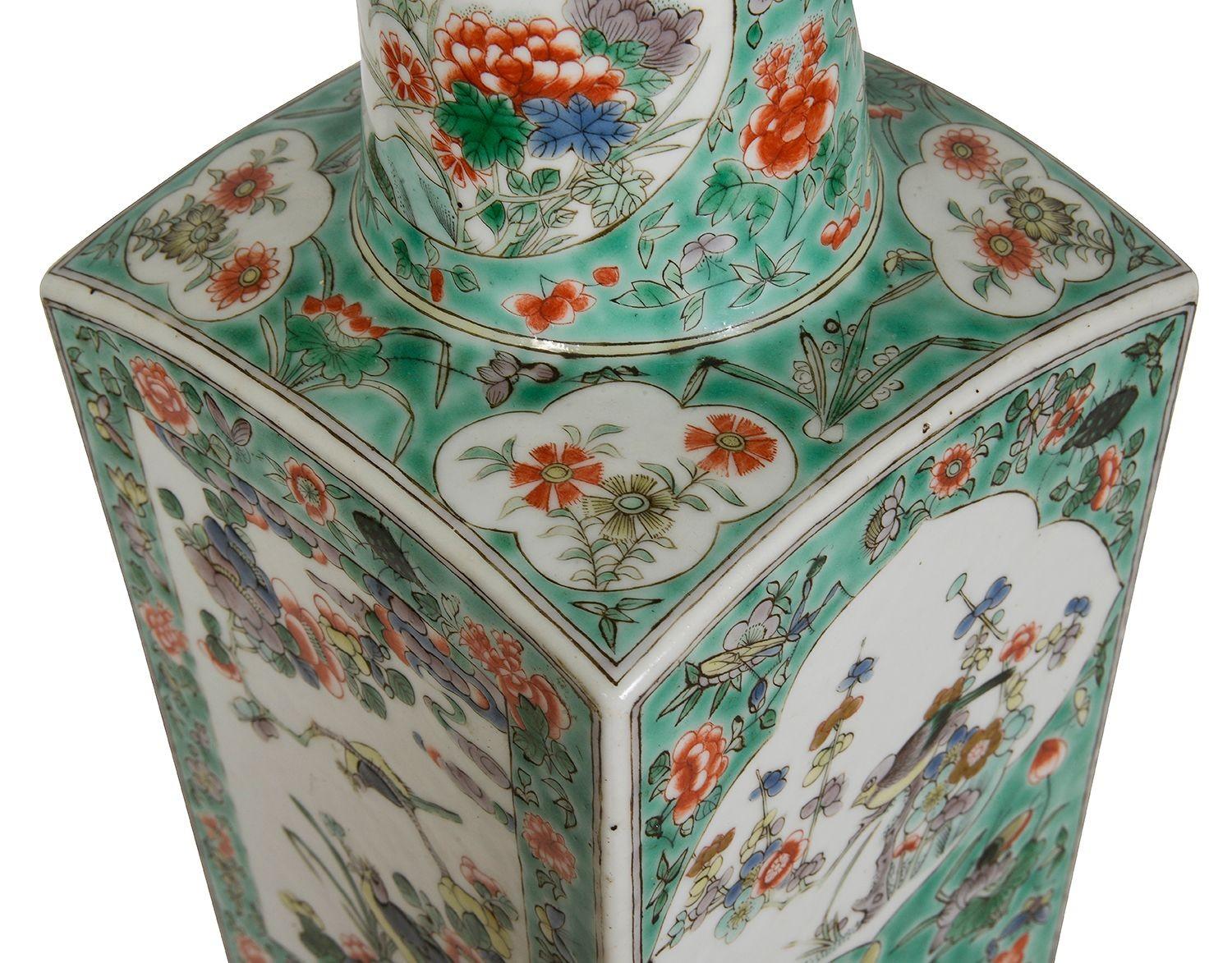 Chinese 18th Century style Famille Verte vase / lamp. For Sale 1