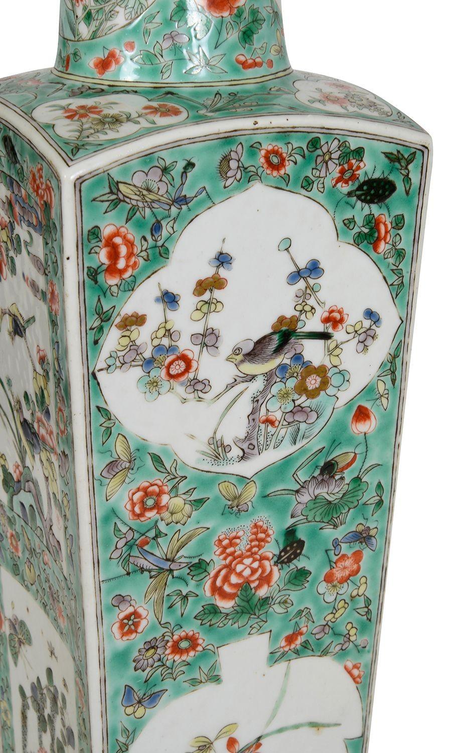 Chinese 18th Century style Famille Verte vase / lamp. For Sale 2