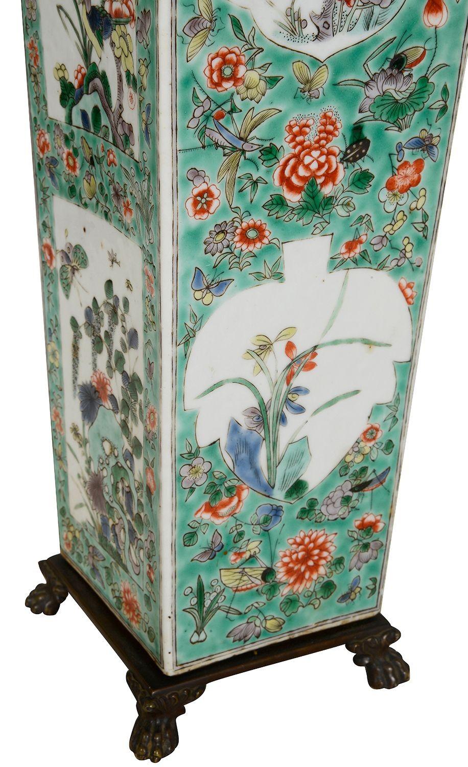 Chinese 18th Century style Famille Verte vase / lamp. For Sale 3