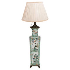 Chinese 18th Century style Famille Verte vase / lamp.