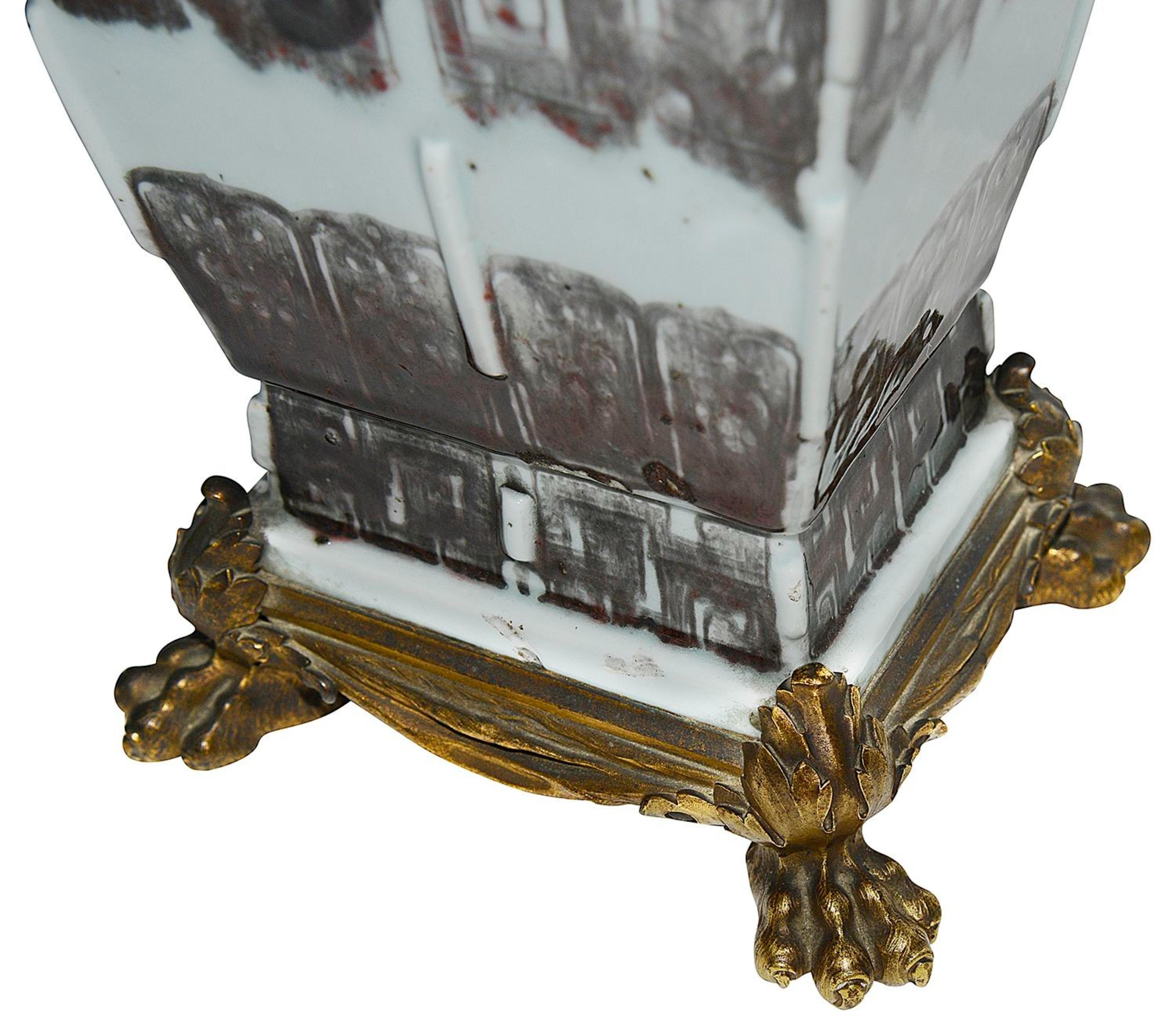 Chinese Export Chinese 18th Century style Ormolu mounted lamp. For Sale