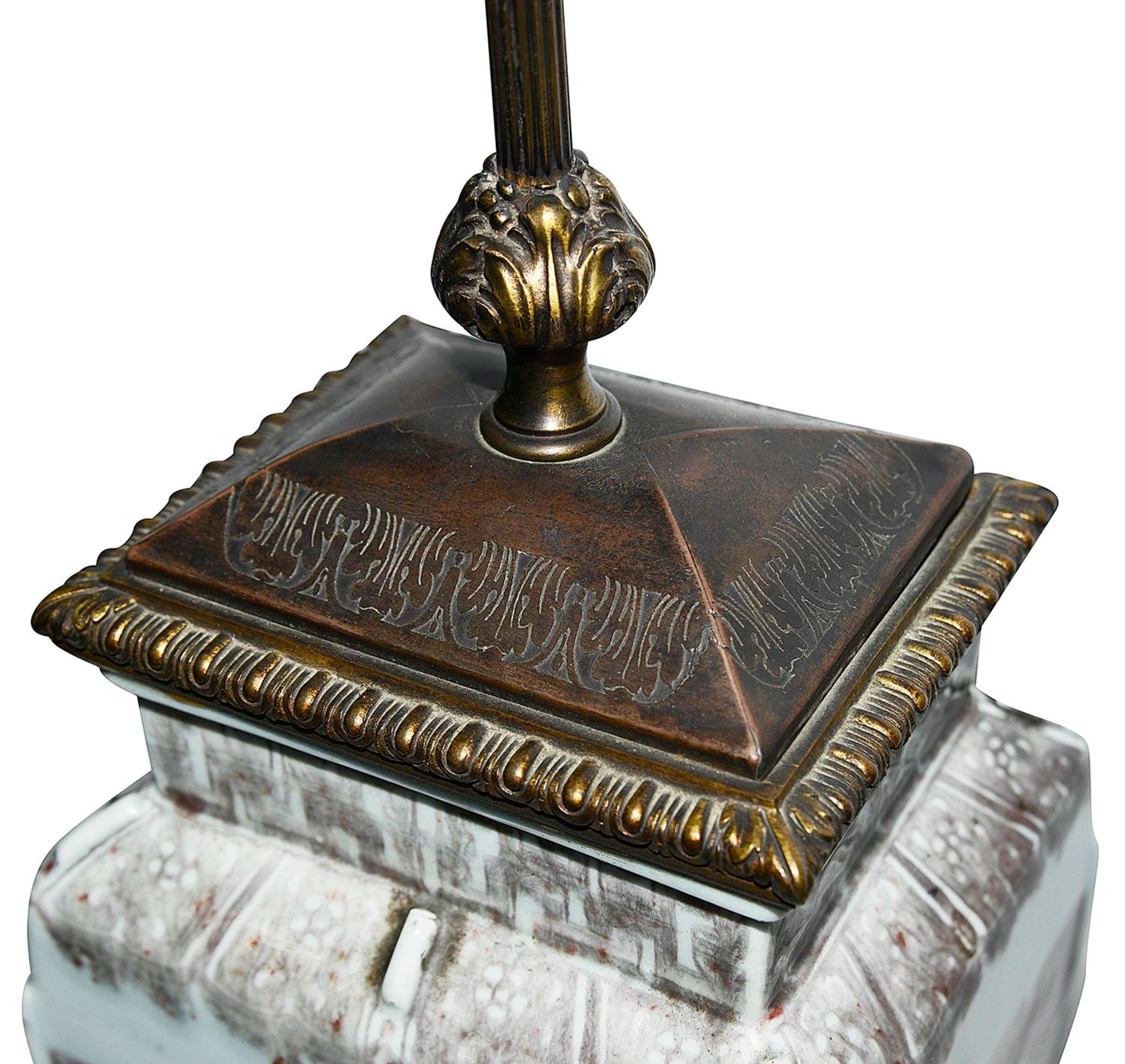 Gilt Chinese 18th Century style Ormolu mounted lamp. For Sale