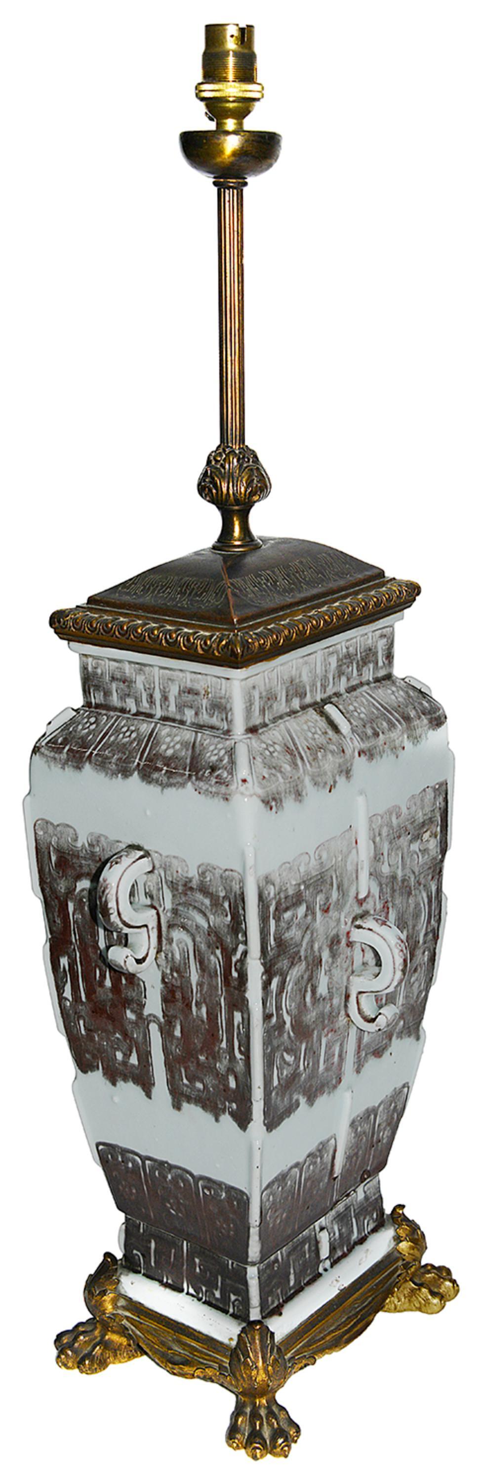 Chinese 18th Century style Ormolu mounted lamp. In Good Condition For Sale In Brighton, Sussex
