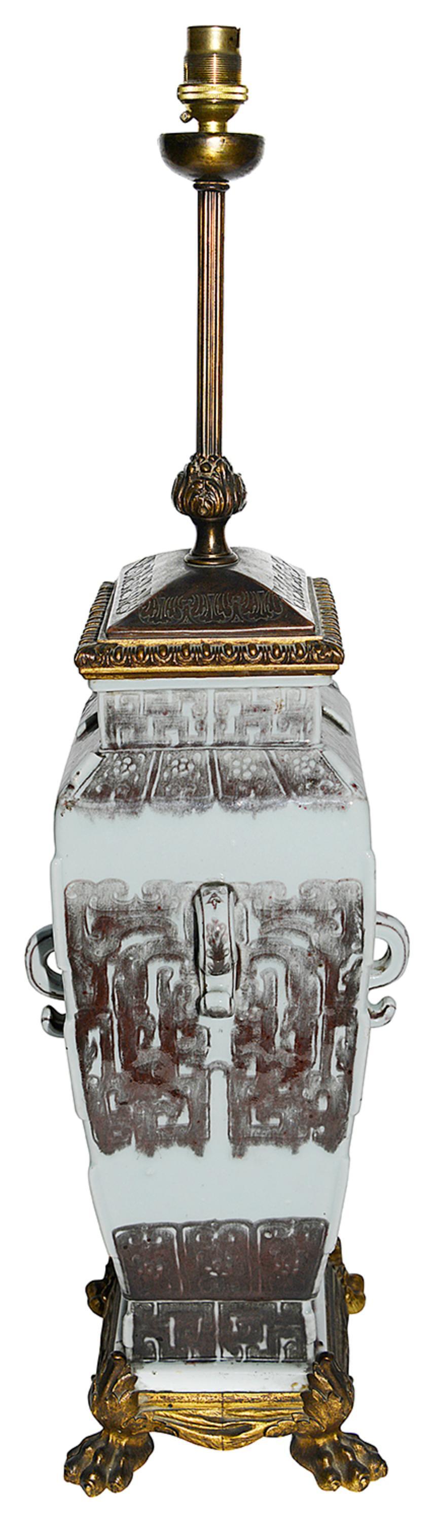 19th Century Chinese 18th Century style Ormolu mounted lamp. For Sale