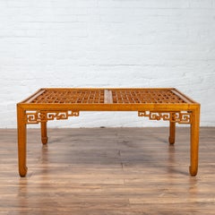 Elmwood Square Coffee Table with Open Fretwork and Horse-Hoof Legs