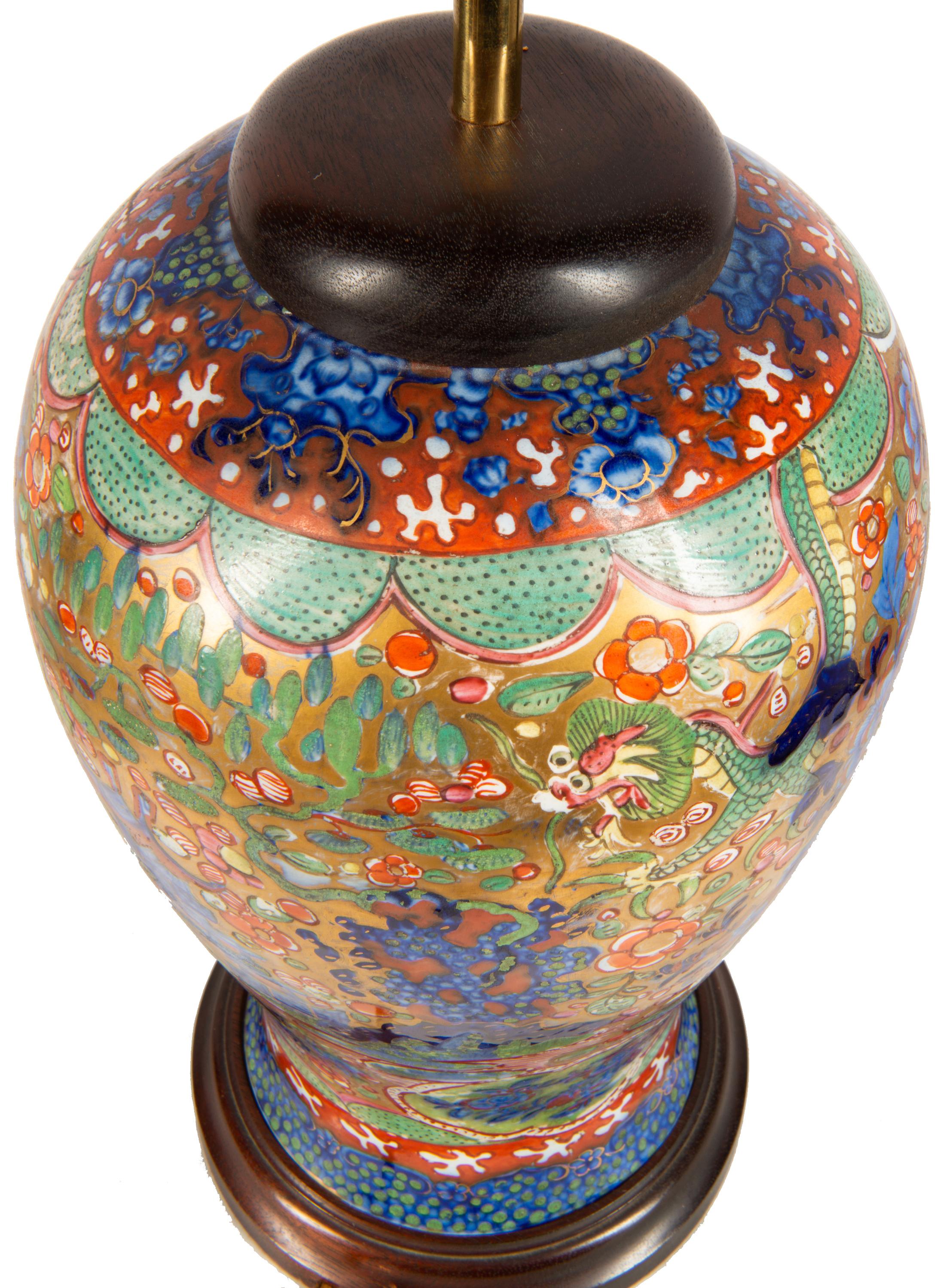 Chinese Blue and White Clobbered Vase / Lamp, 19th Century 1