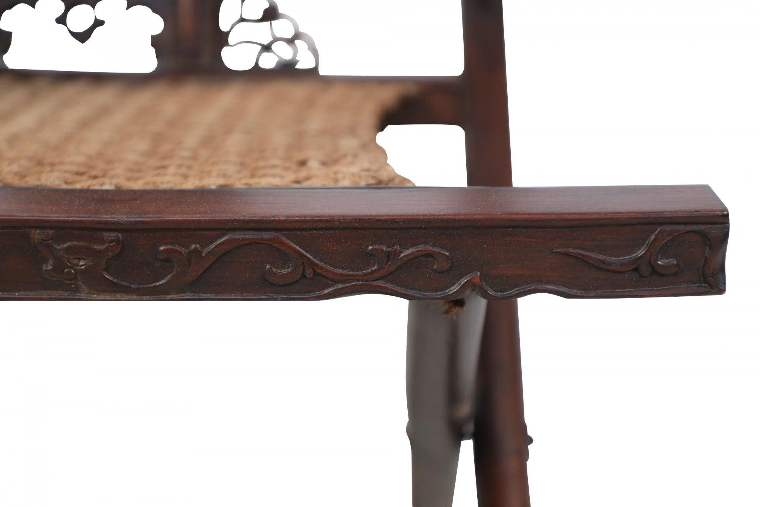 Chinese 19th Century Carved Horseshoe-Back Folding Chair For Sale 4