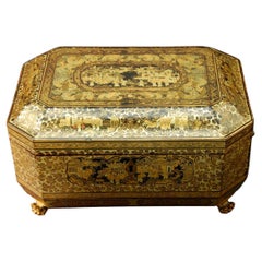 Chinese 19th Century Chinoiserie Decorated Teacaddy with Interior Tea Boxes