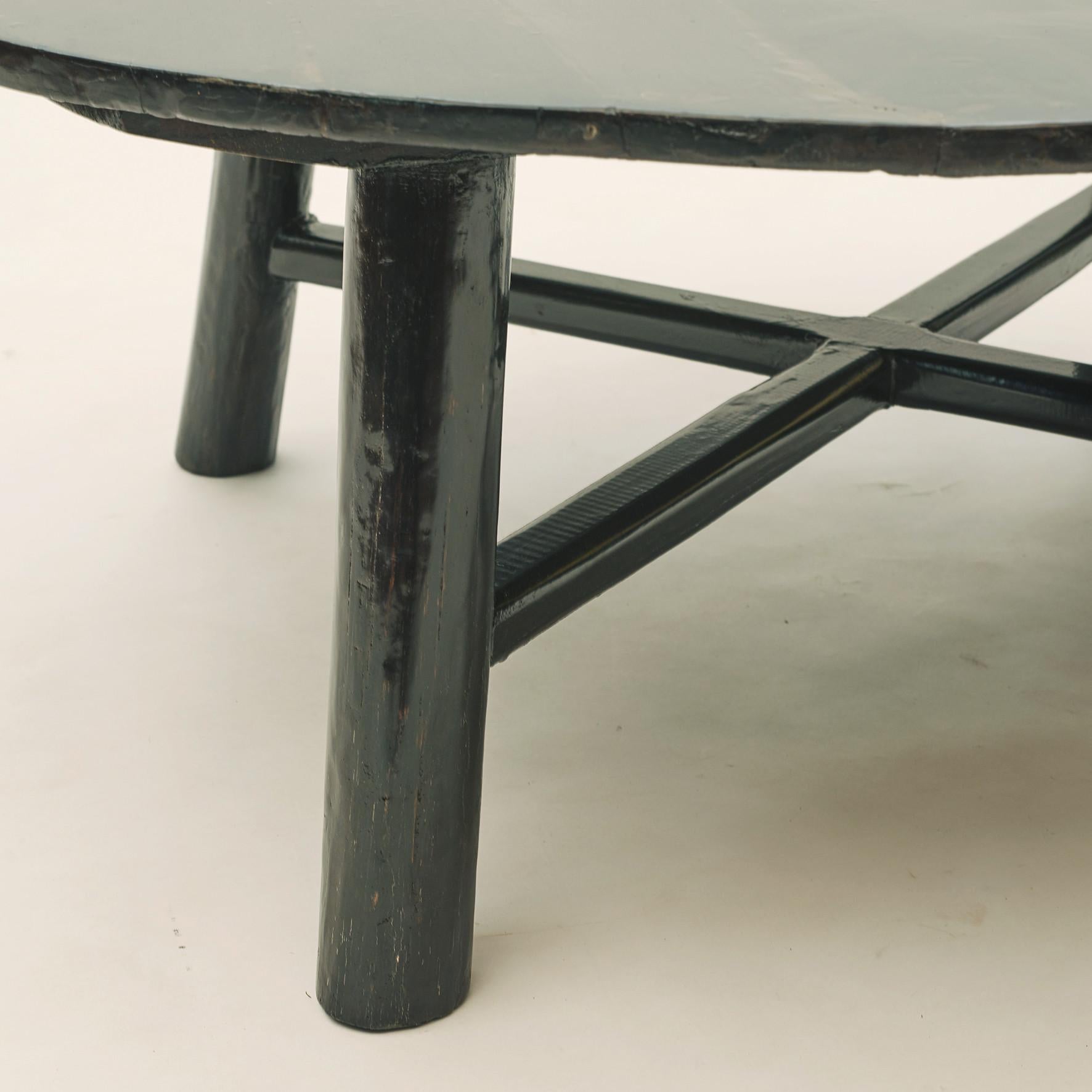 Wood Chinese 19th Century Coffee Table, Original Black Lacquer