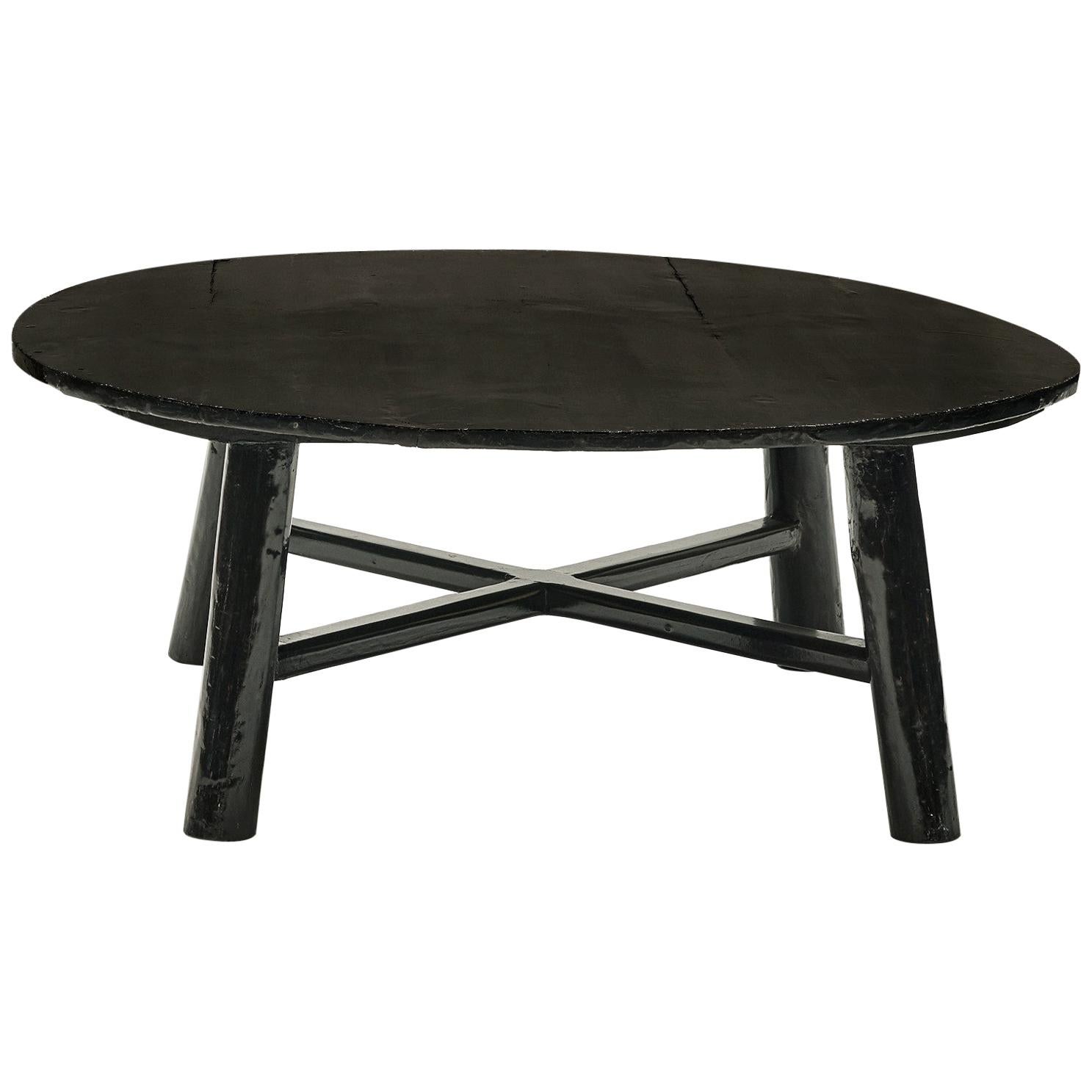Chinese 19th Century Coffee Table, Original Black Lacquer