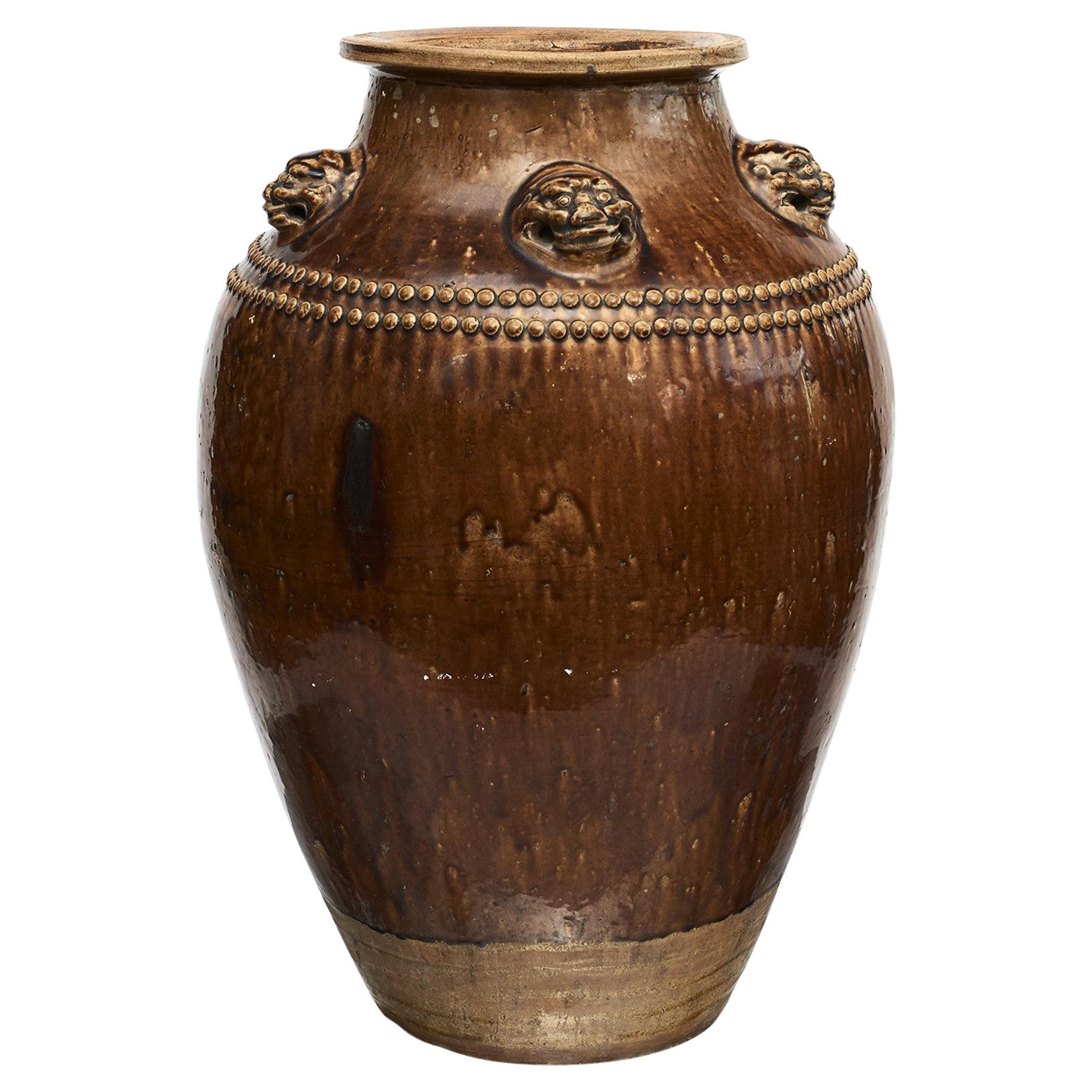 Chinese 19Th Century Earthenware Martaban Storage Jar