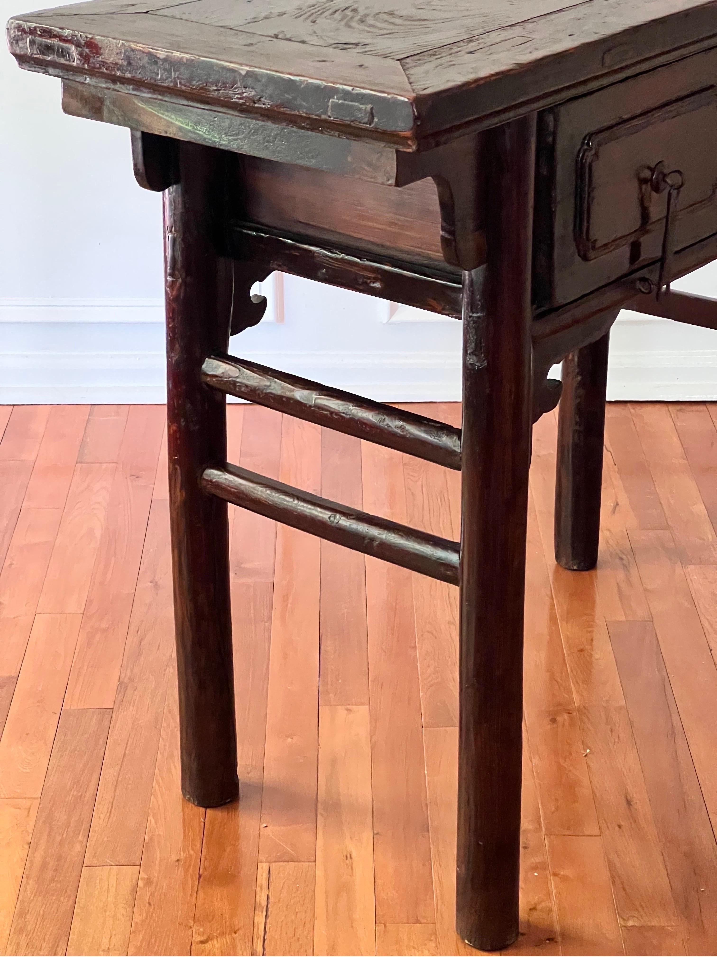 Chinese 19th Century Elm Lacquer Alter Console Table For Sale 6