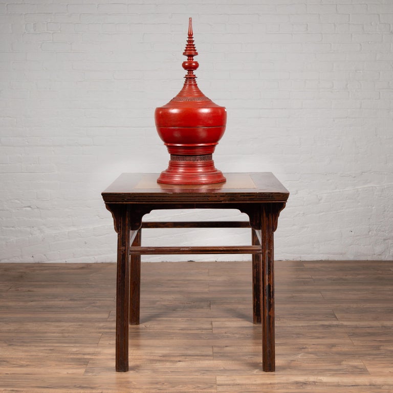 Chinese 19th Century Elmwood Center Hall Table with Ming Dynasty Stone Inset In Good Condition For Sale In Yonkers, NY