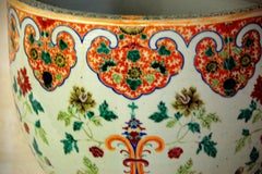 Chinese 19th Century Famille Verte Jardinière or Fishbowl with Floral Motifs