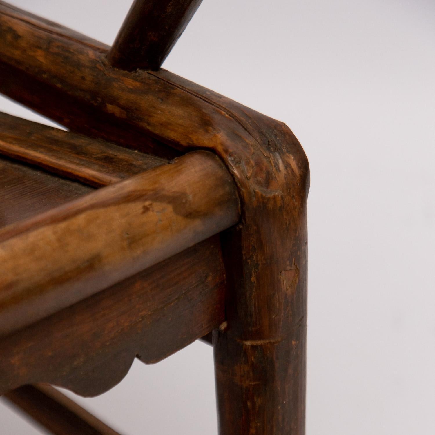 Arts and Crafts Chinese 19th Century Handcrafted Adjustable Yoke Back Wooden Lounge Chair, 1850s