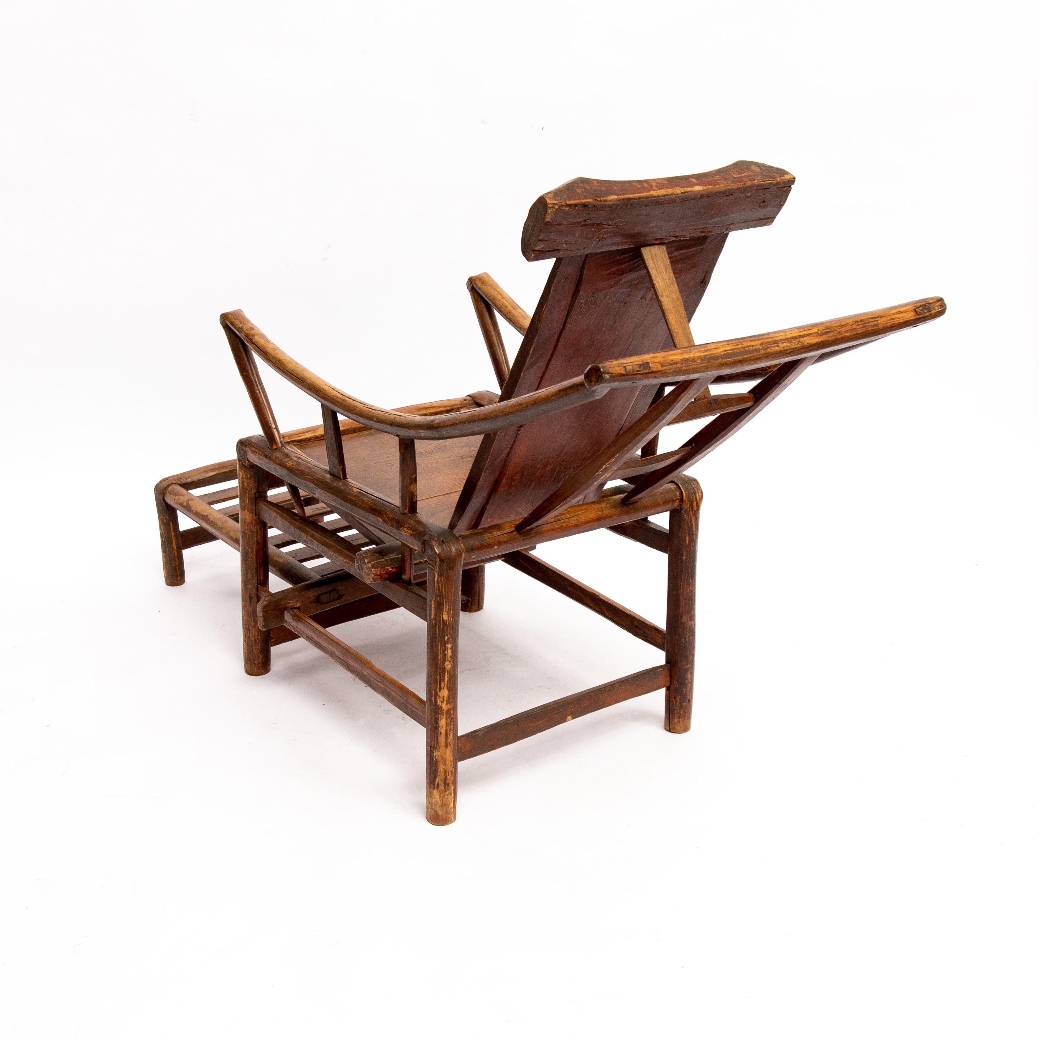 Wood Chinese 19th Century Handcrafted Lounge Chair, 1850s